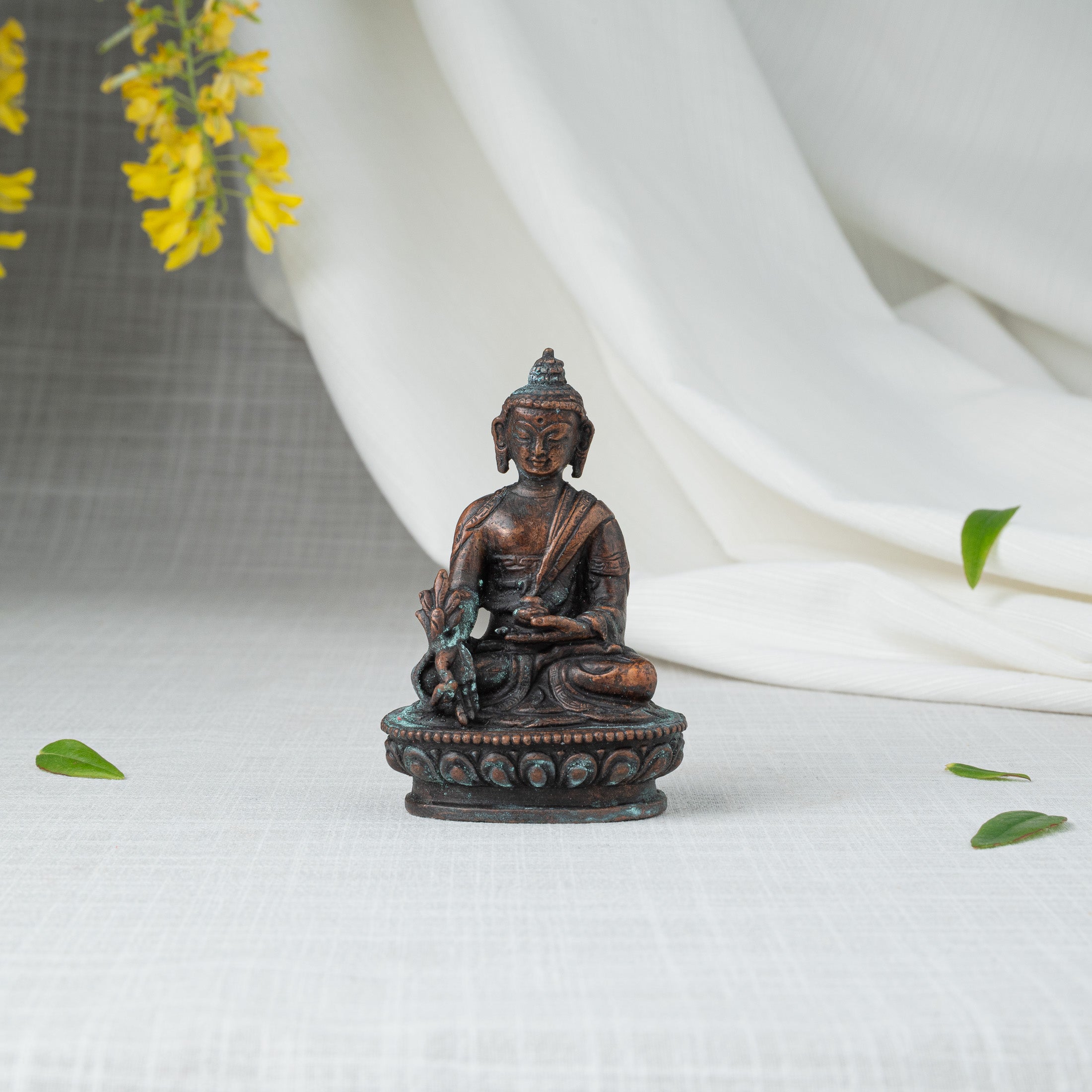 Front view of Lotus Flower Varada Buddha Statue 8 cm