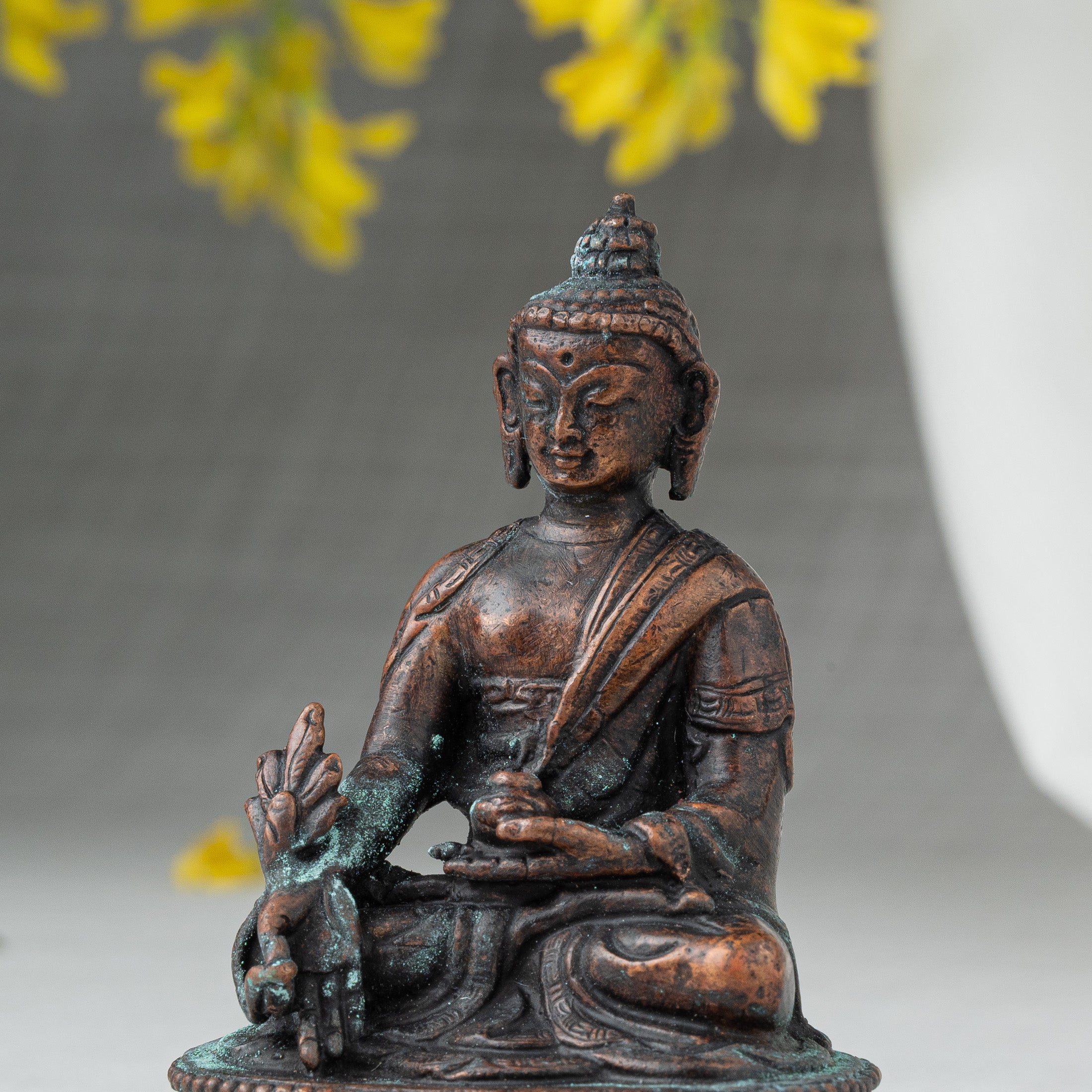 Close-up of Lotus Flower Varada Buddha Statue 8 cm
