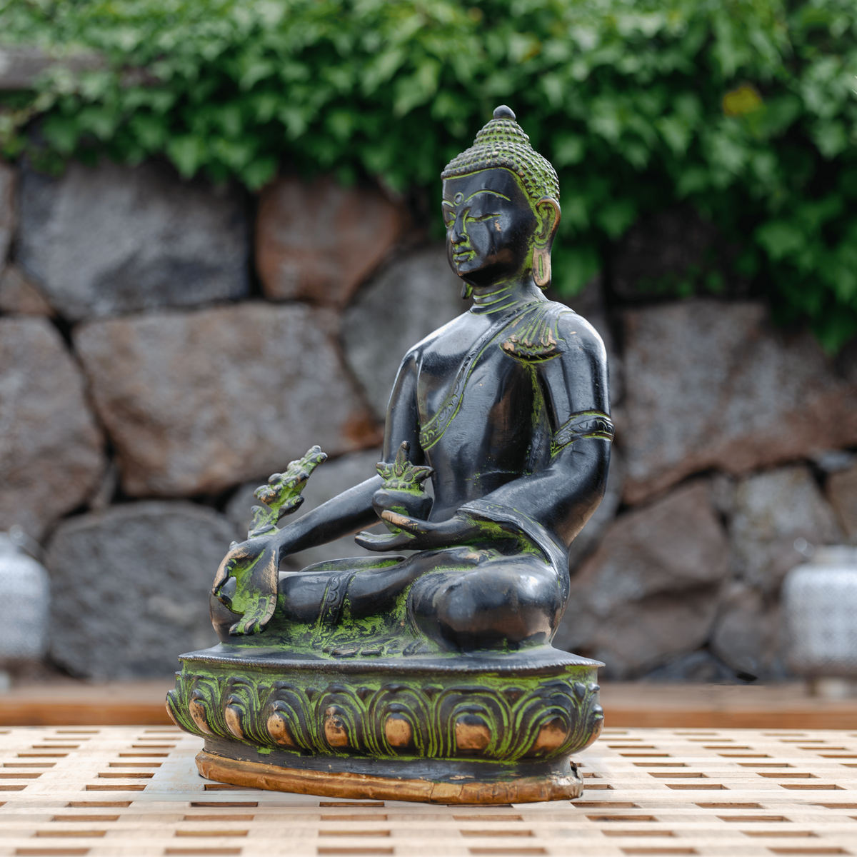 Grøn Overflade Buddha Figur - Siden