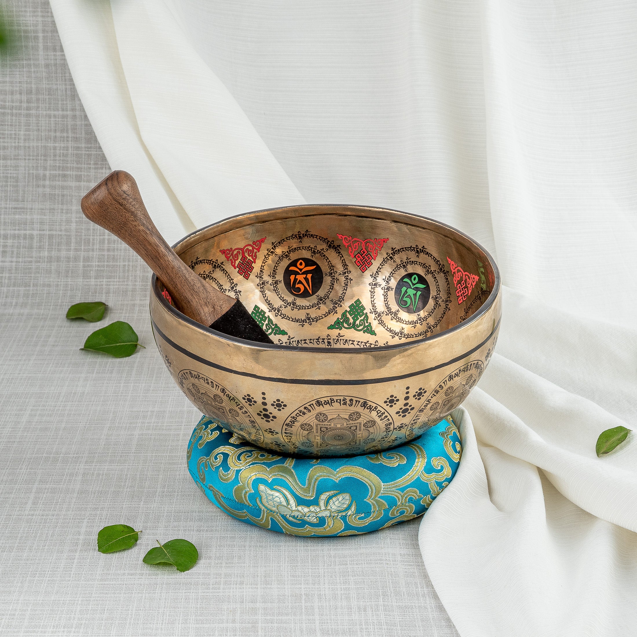 Front view of Manjushri Thangka Design Singing Bowl
