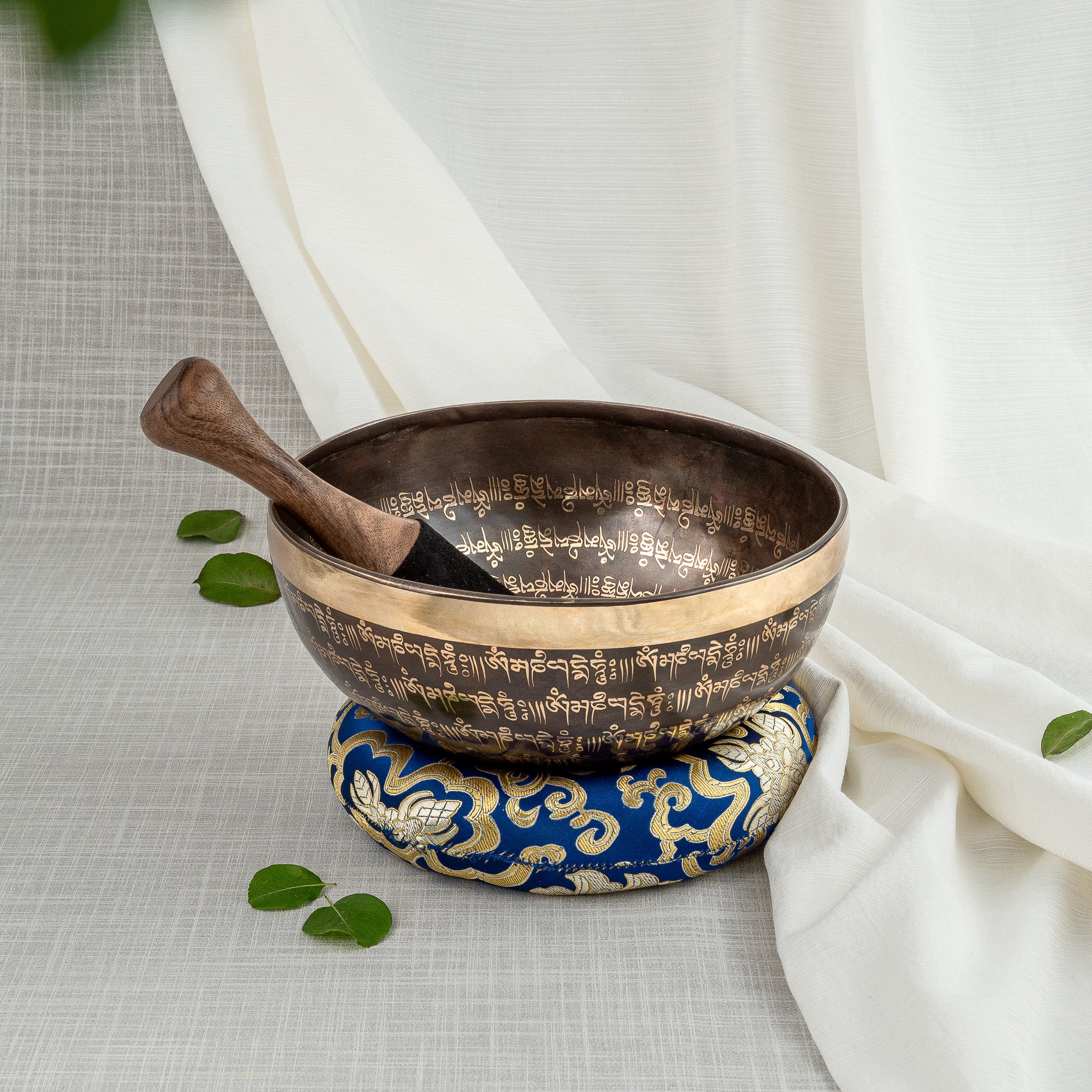 Front view of Om Singing Bowl