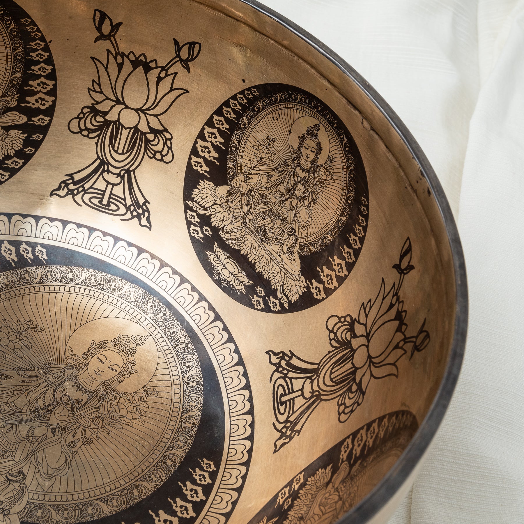 Close up of Tara Buddha singing bowl