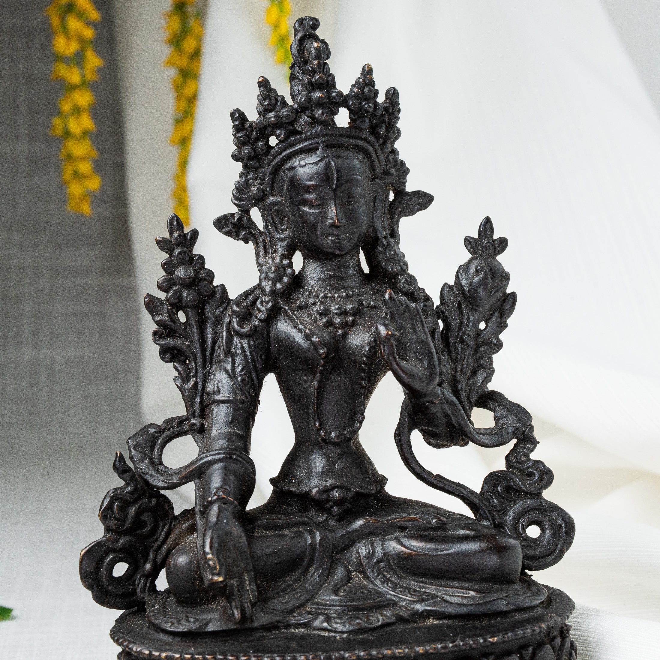 Close view of White Tara statue