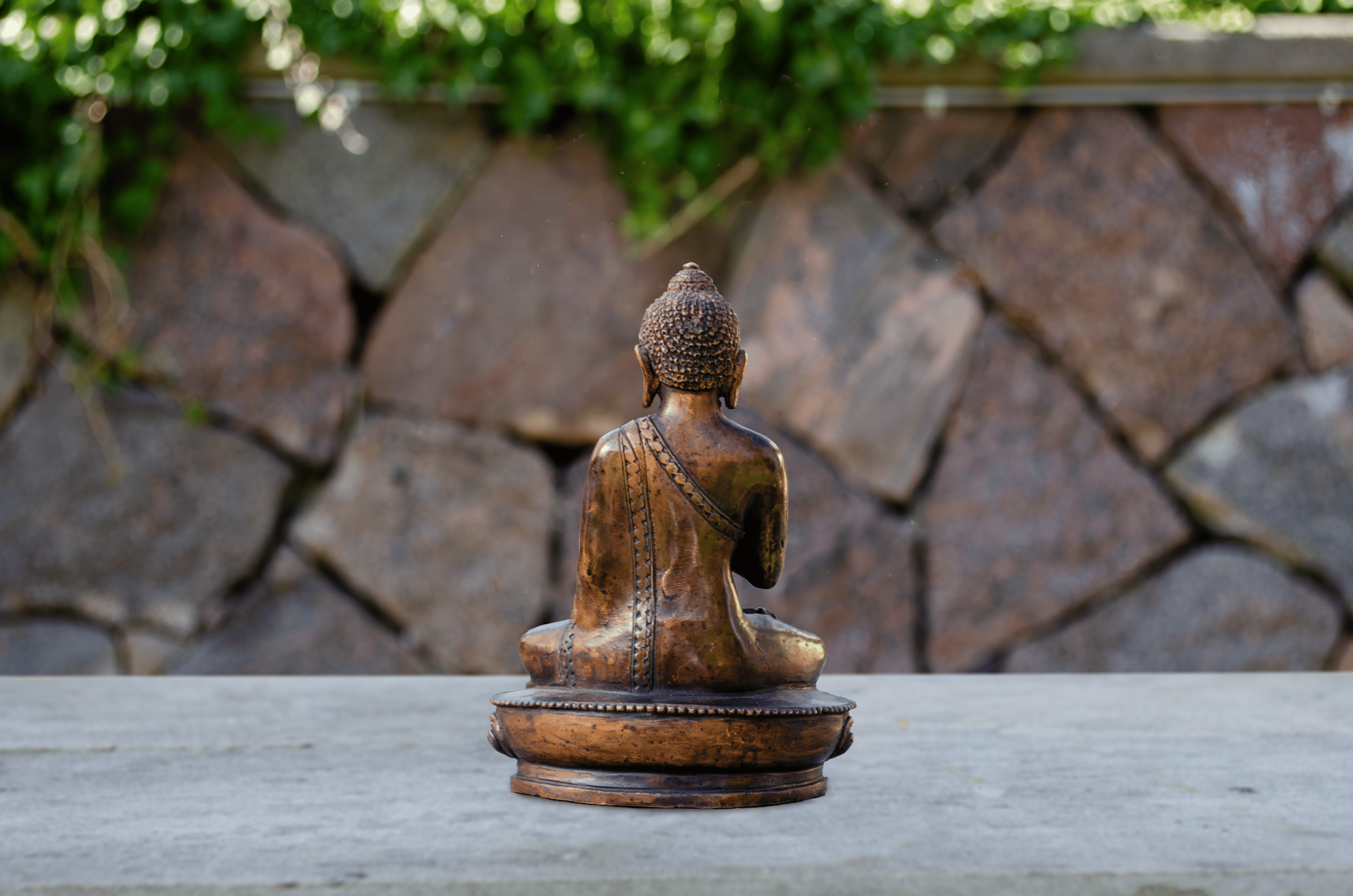 Dharmachakra Mudra Buddha Statue (13 - 14 cm) - Back