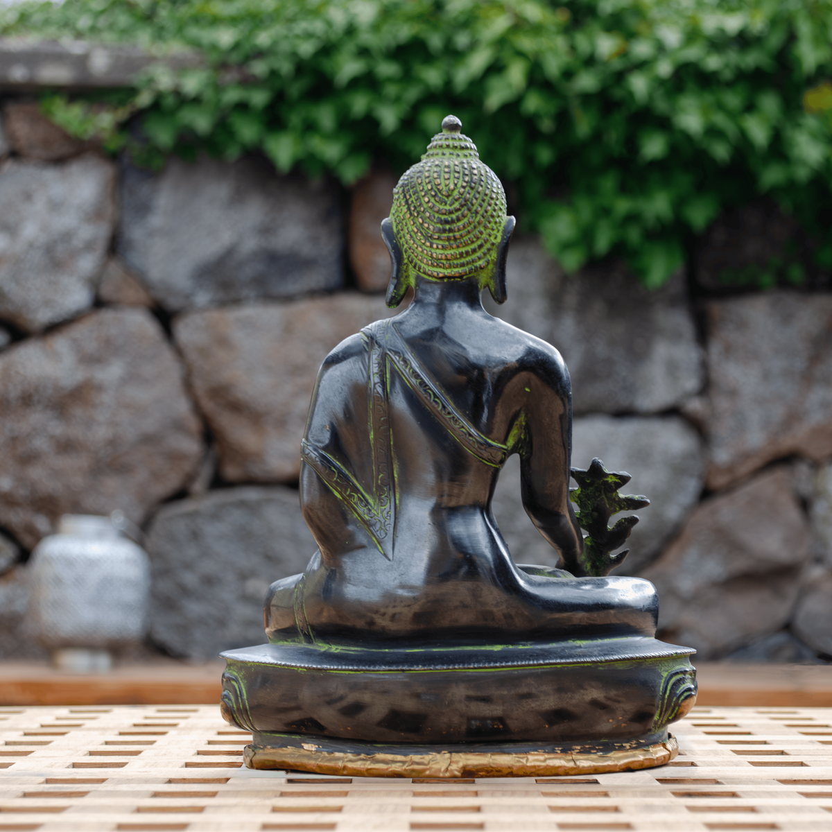 Green Finish Buddha Statue - Back