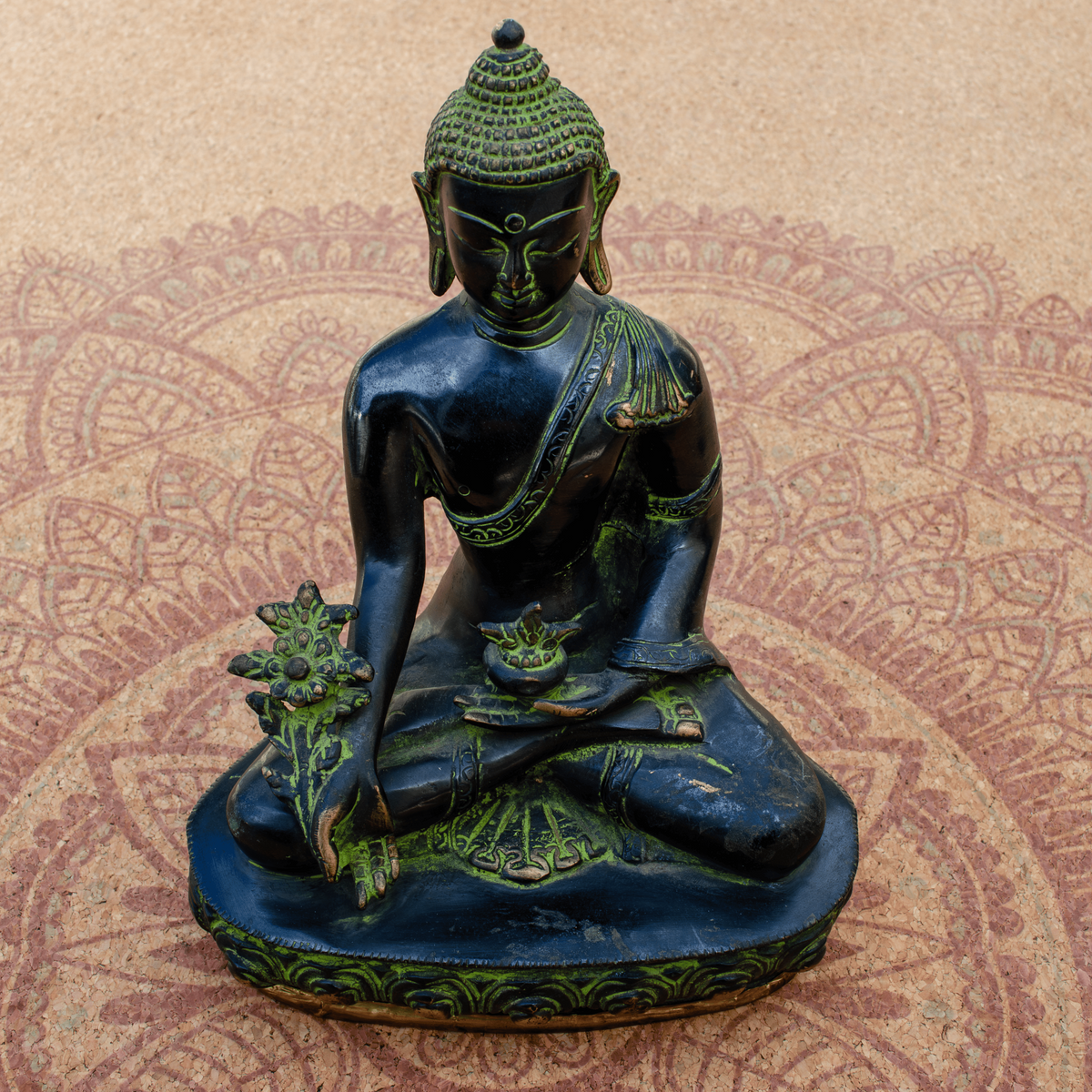 Green Finish Buddha Statue - Detail