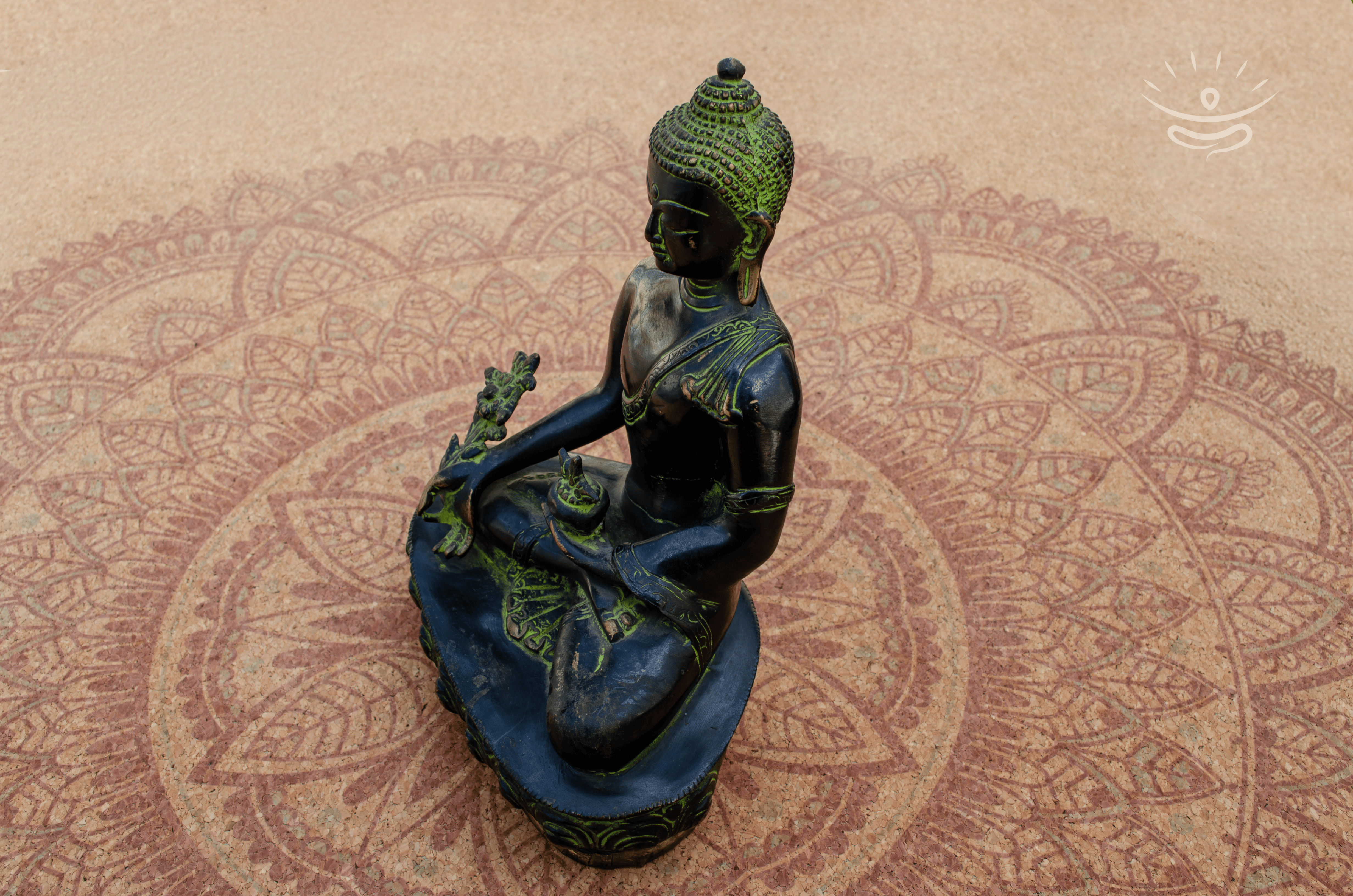 Green Finish Buddha Statue - Detail