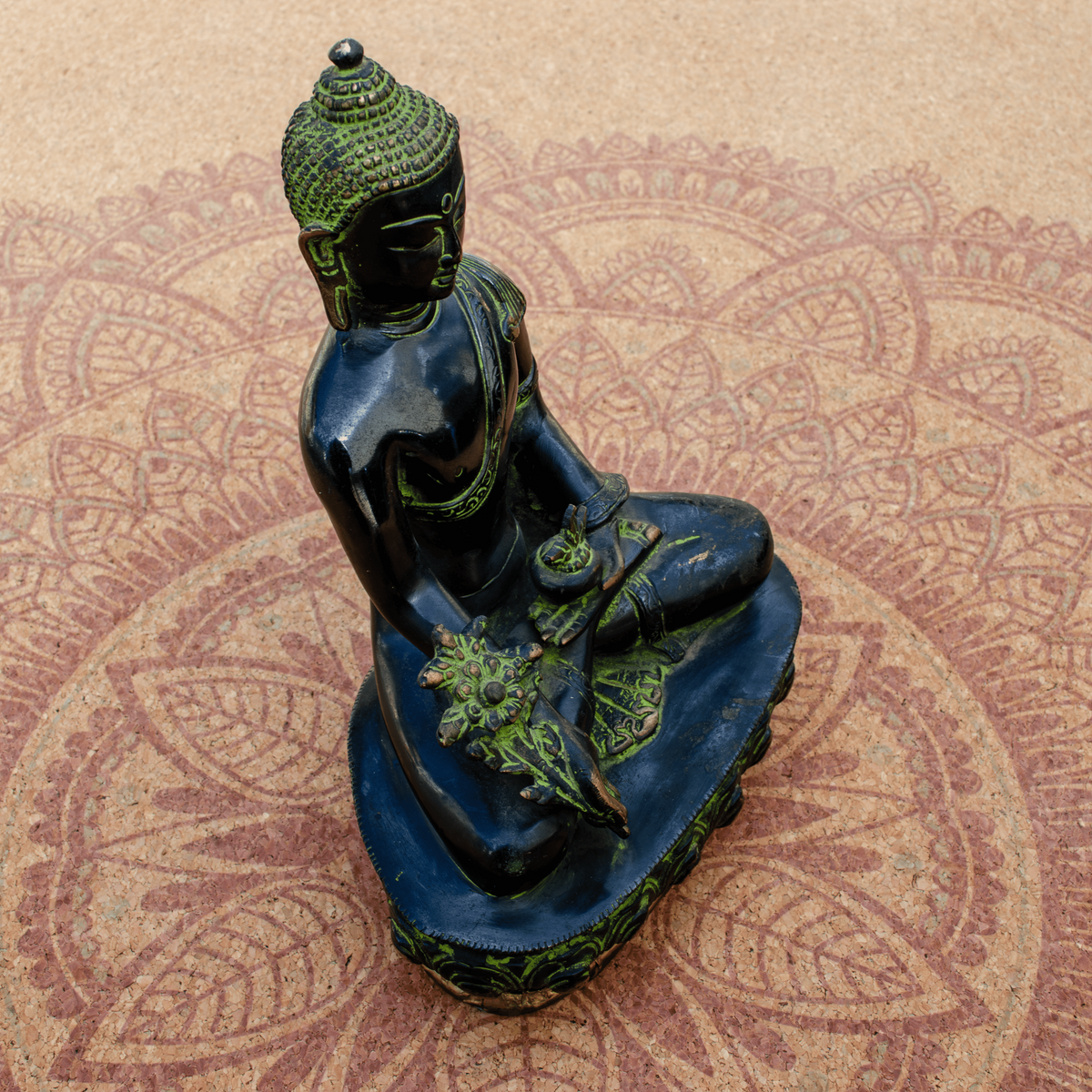 Green Finish Buddha Statue - Detail