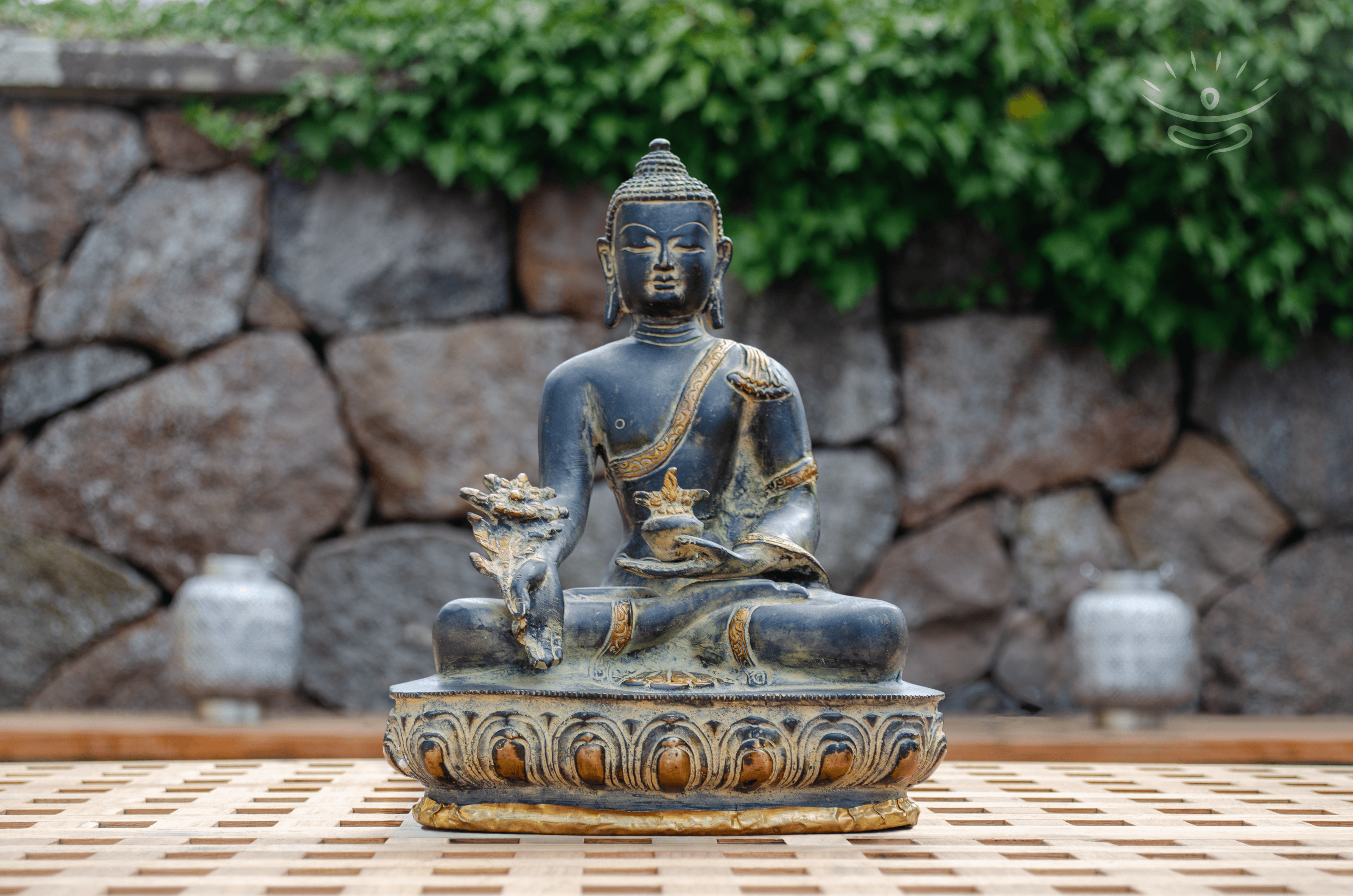 Golden Finish Buddha Statue - Front