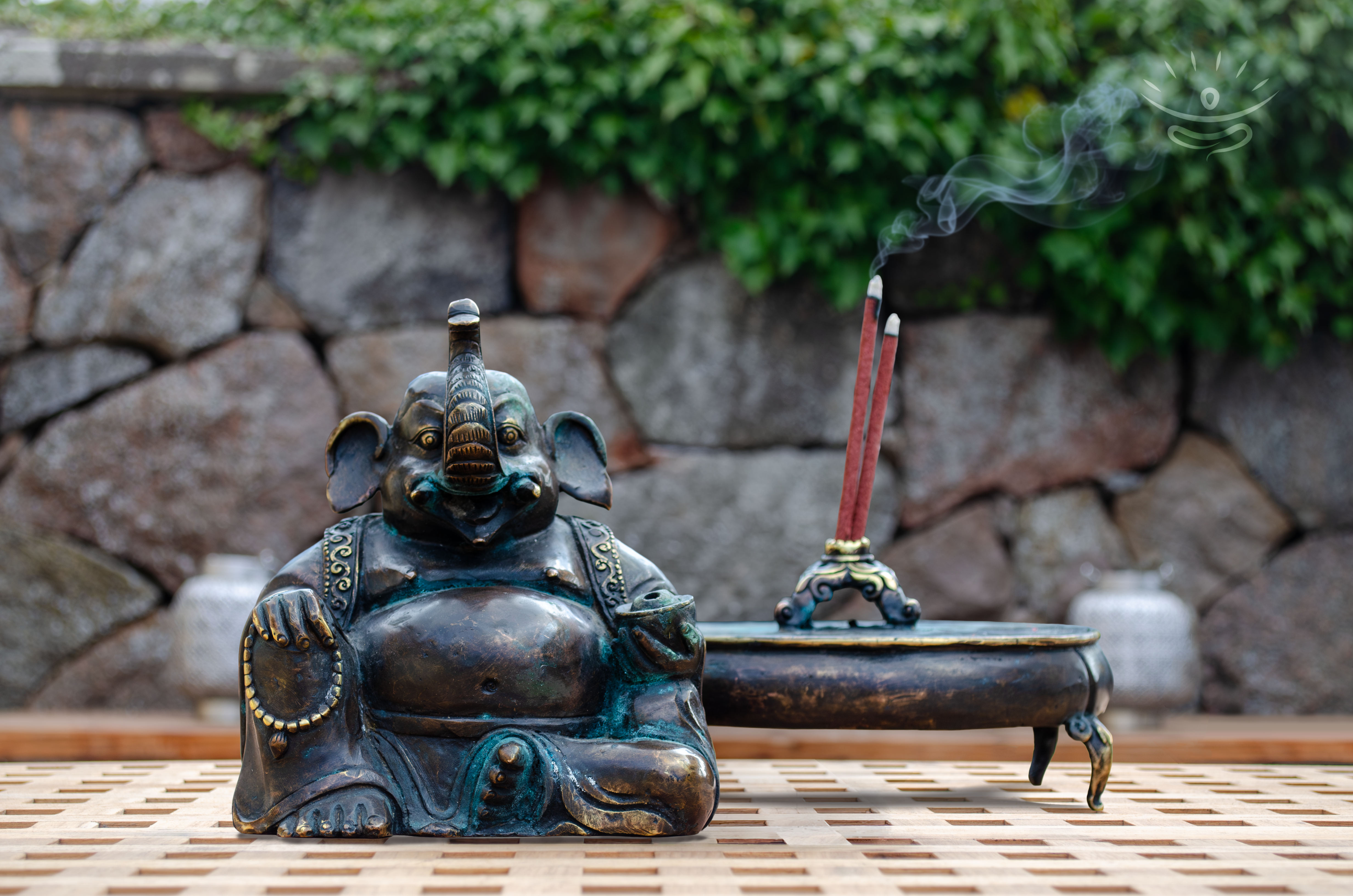 Ganesha Statue with Incense Burner - Front