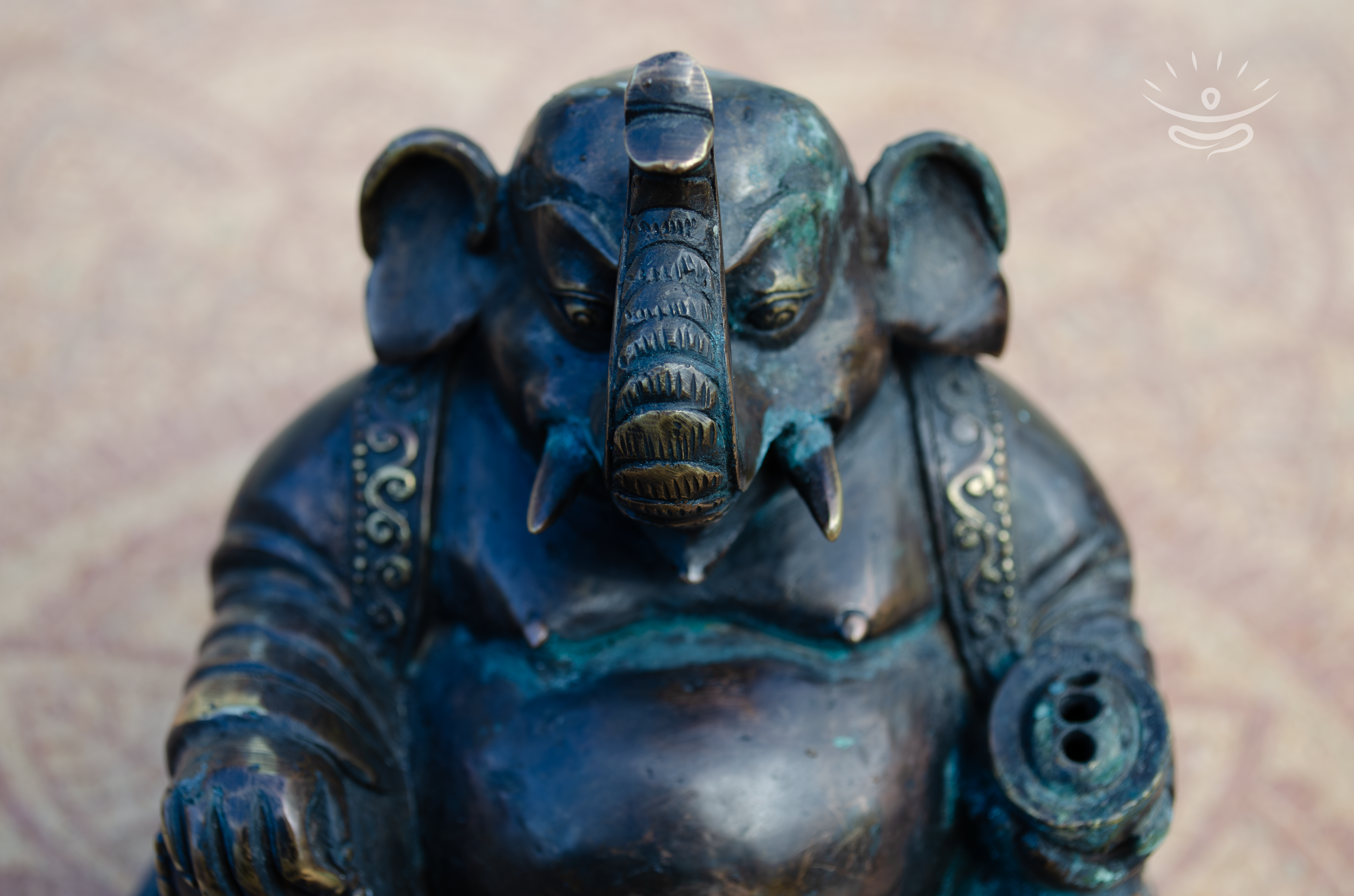 Ganesha Statue with Incense Burner - Detail