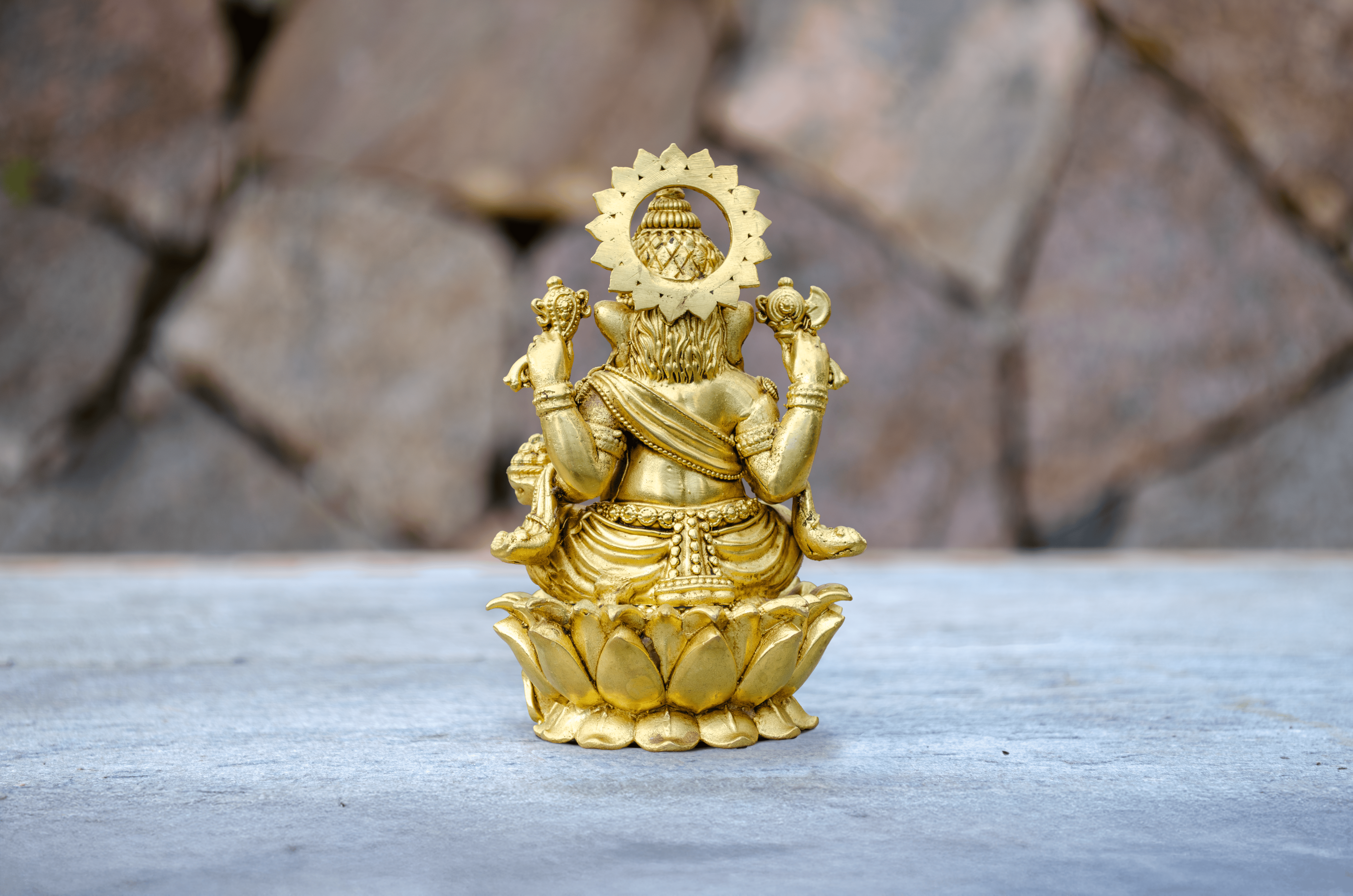 Golden Plated Ganesh Statue 12 cm - Back