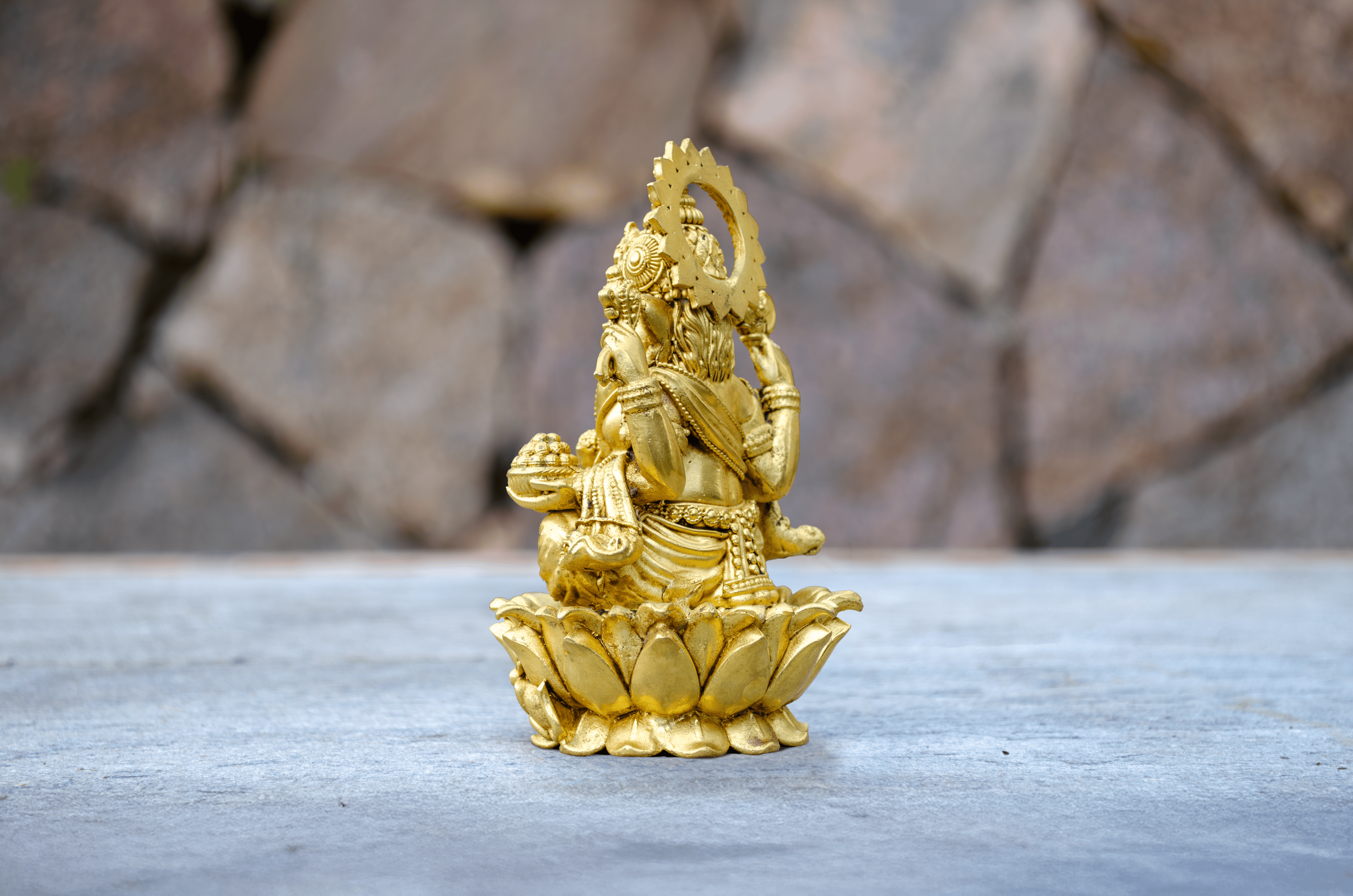 Golden Plated Ganesh Statue 12 cm - Side