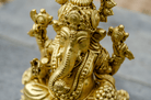 Golden Plated Ganesh Statue 12 cm - Detail