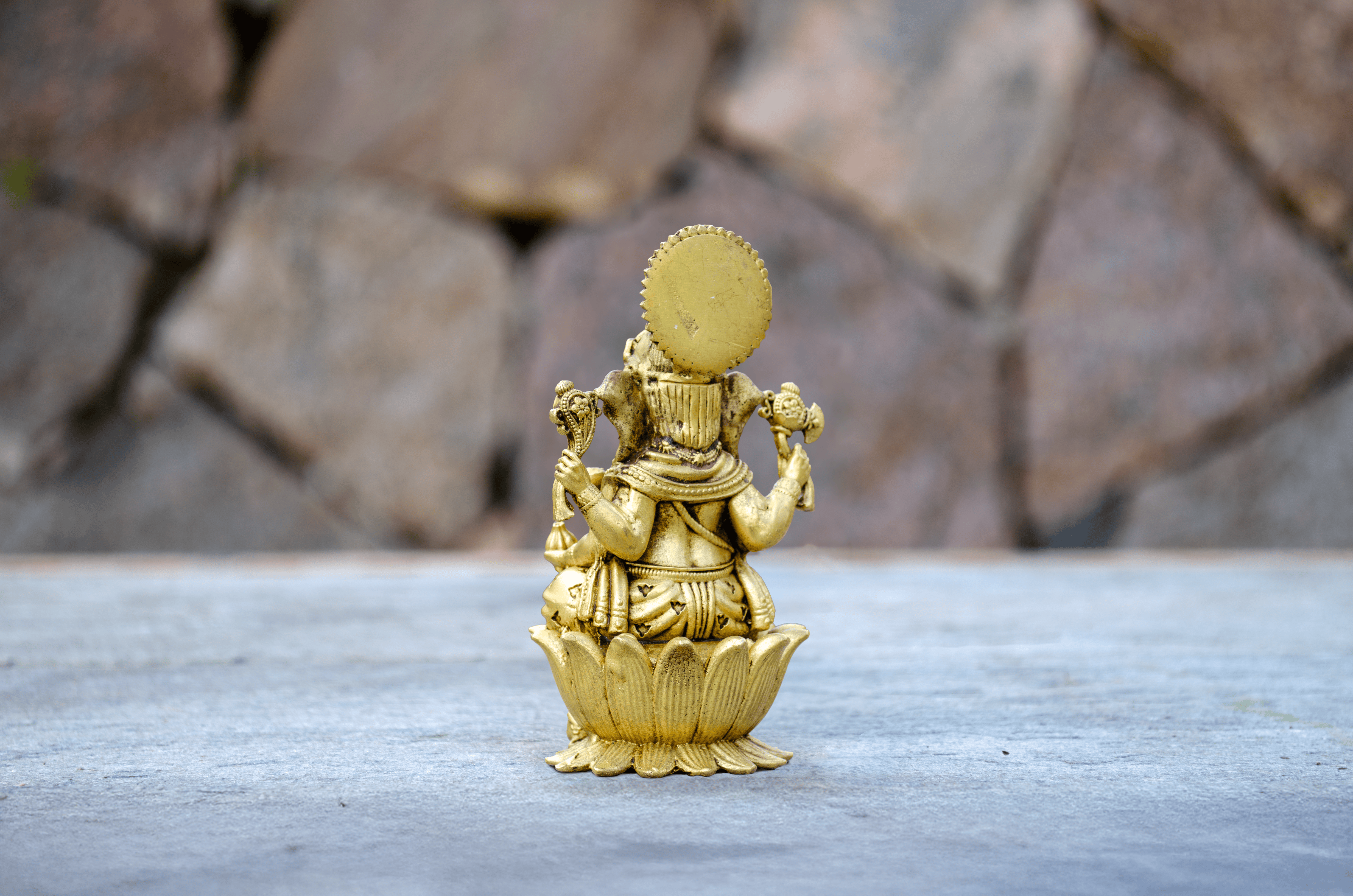 Golden Plated Ganesh Statue 10 cm - Back