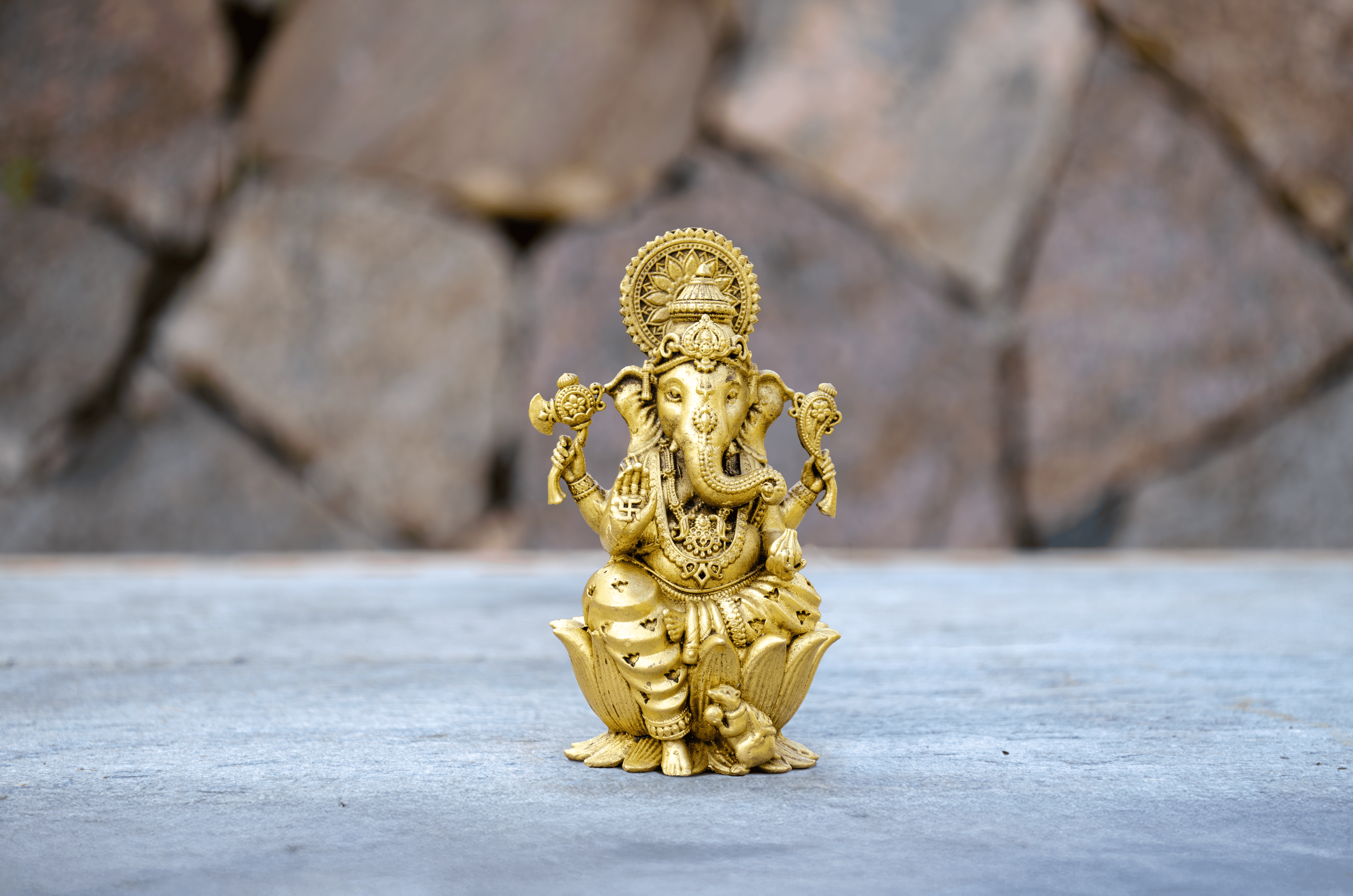 Golden Plated Ganesh Statue 10 cm - Front
