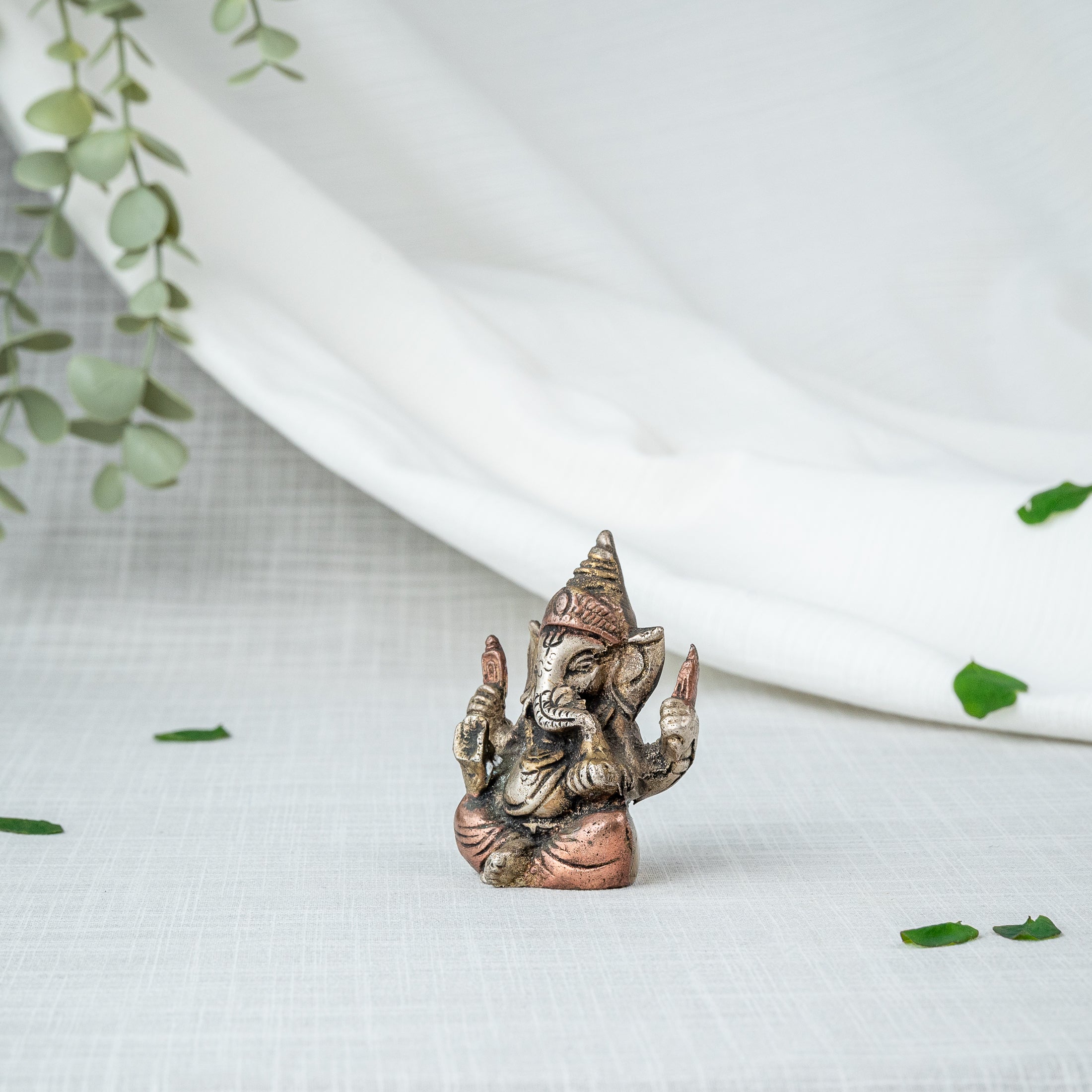 Silver Plated Ganesha Miniature Statue - Side