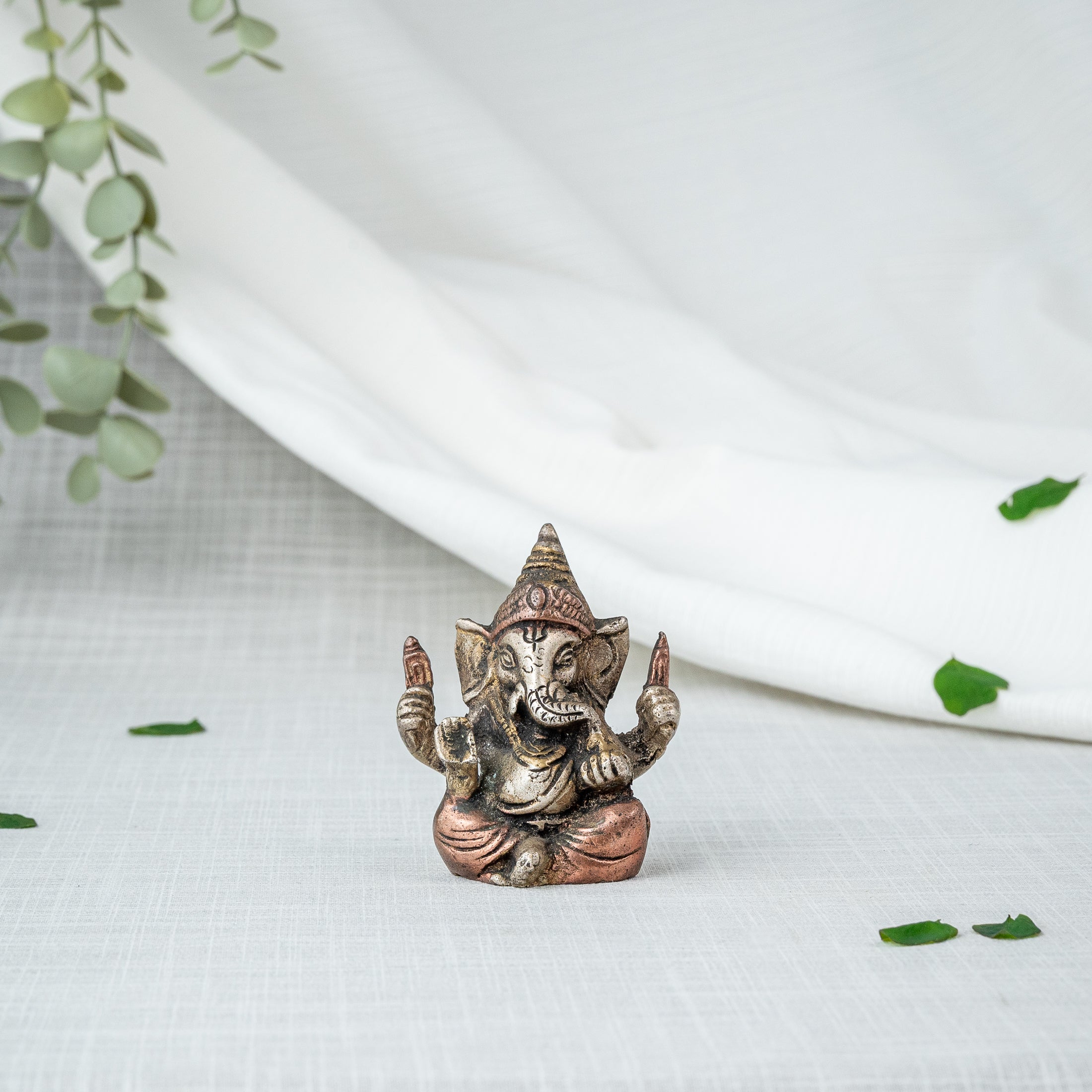 Silver Plated Ganesha Miniature Statue - Front