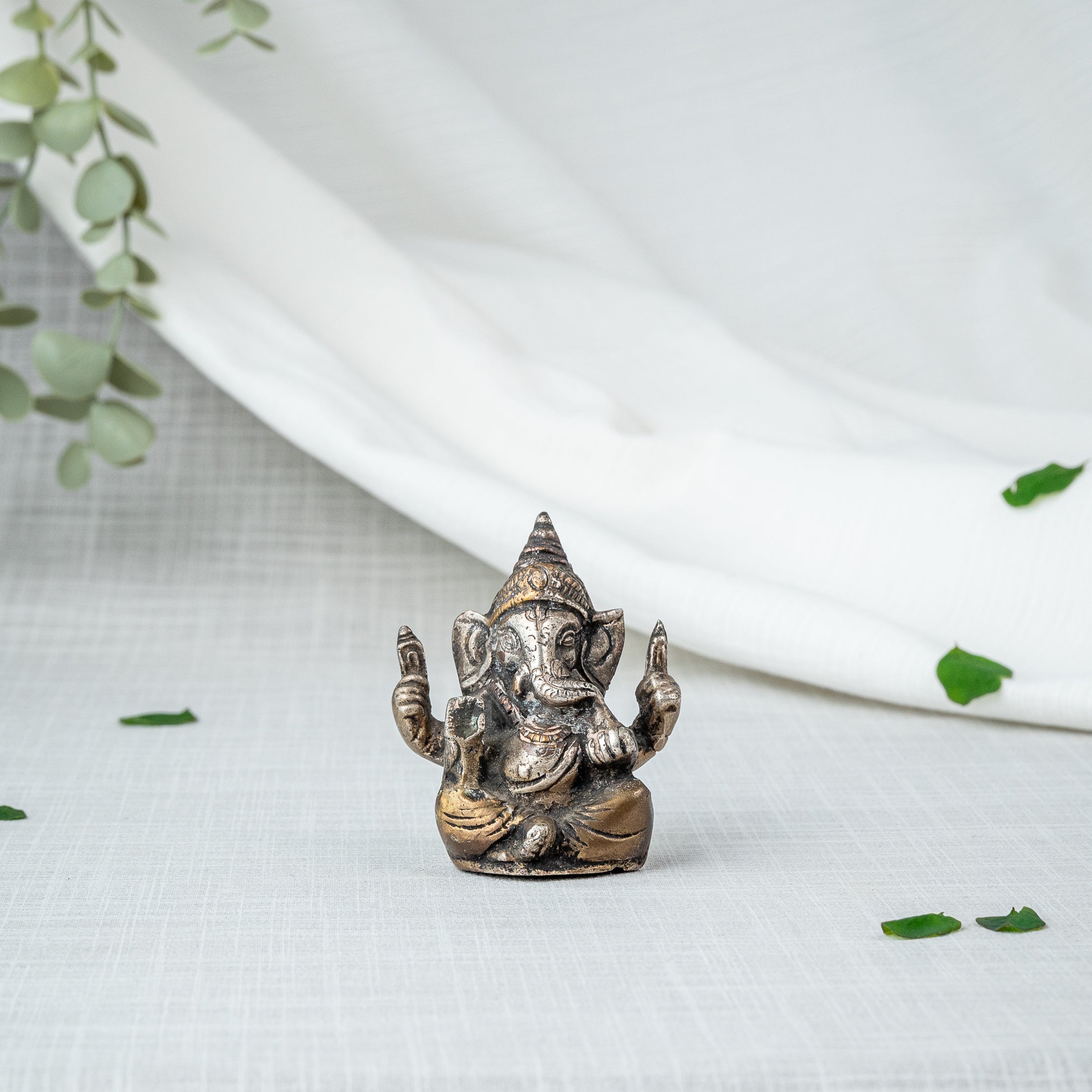 Silver Plated Ganesha Miniature Statue - Front