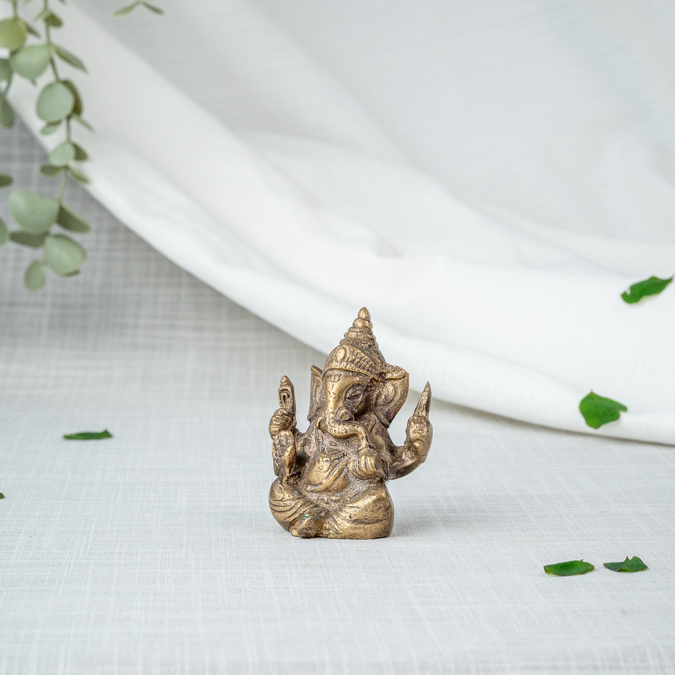 Golden Ganesha Miniature Statue - Side