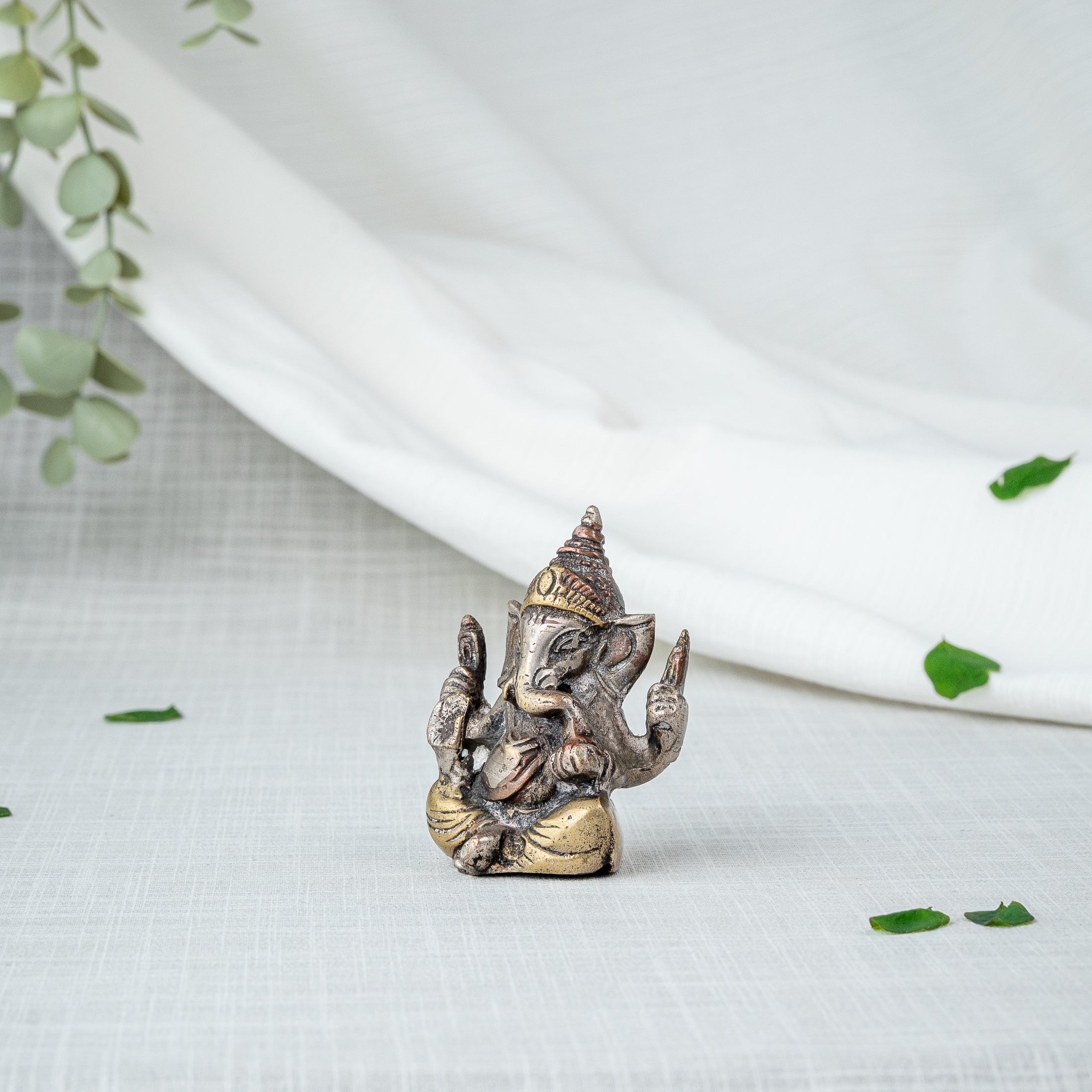 Silver Plated Ganesha Miniature Statue - Side