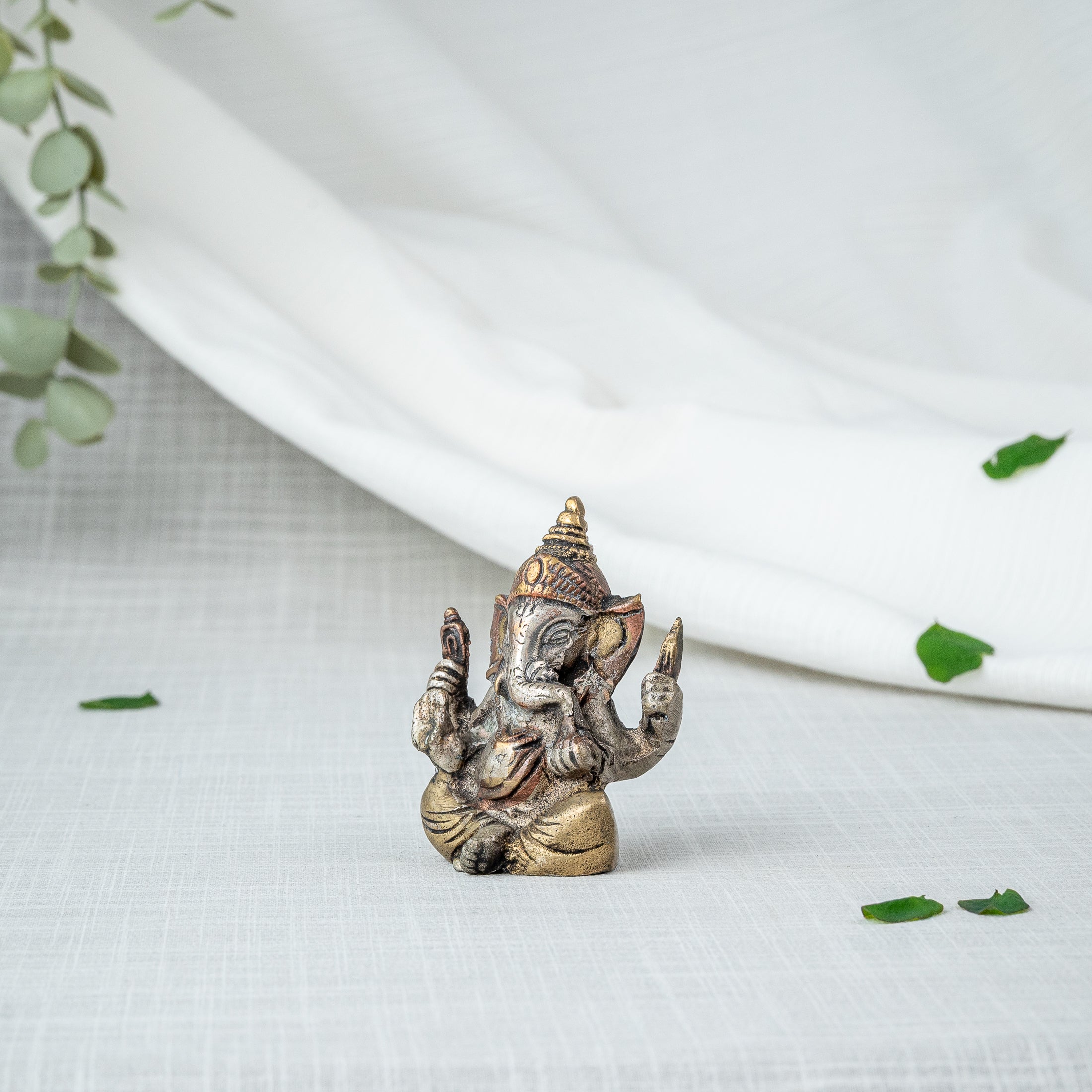 Silver Plated Ganesha Miniature Statue - Side