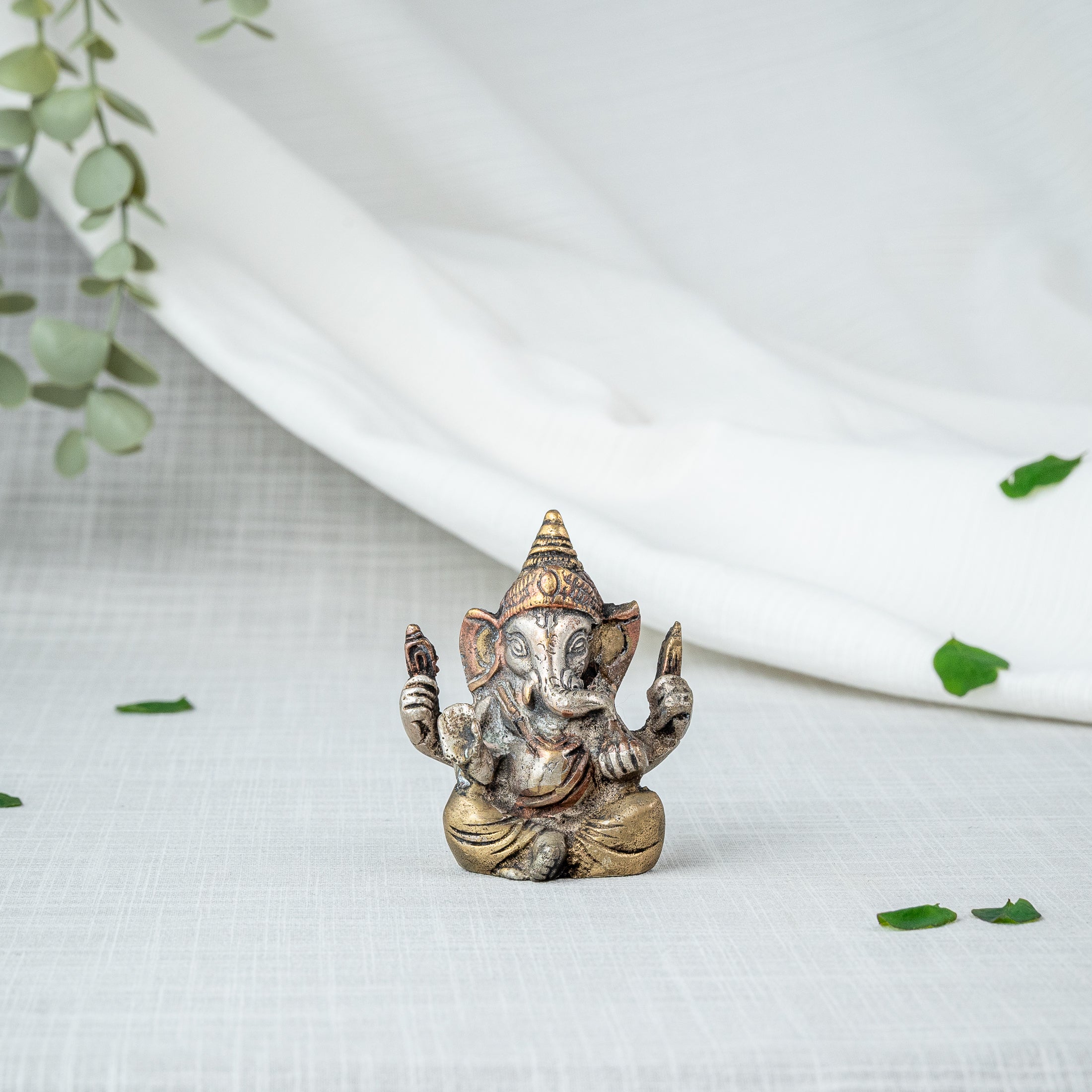 Silver Plated Ganesha Miniature Statue - Front