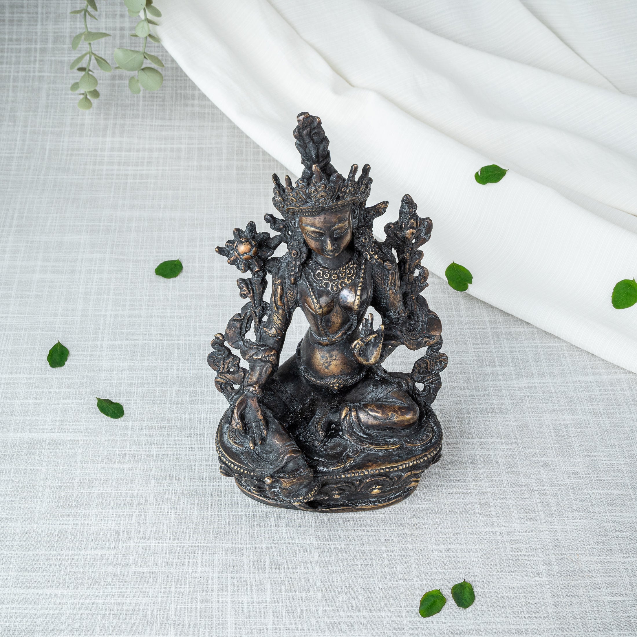 Green Tara Buddha Statue - Top