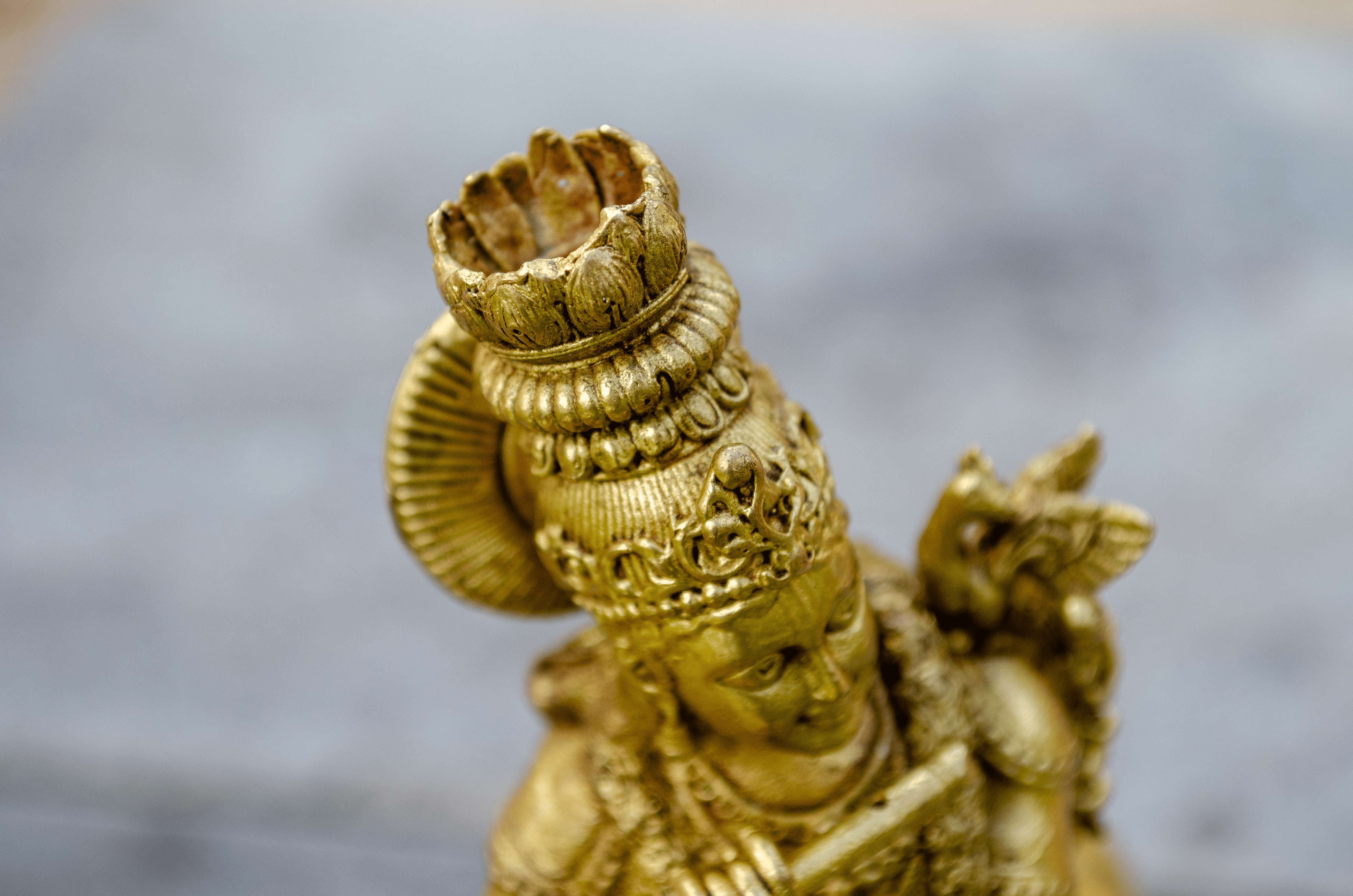 Krishna with Cow Statue - Detail