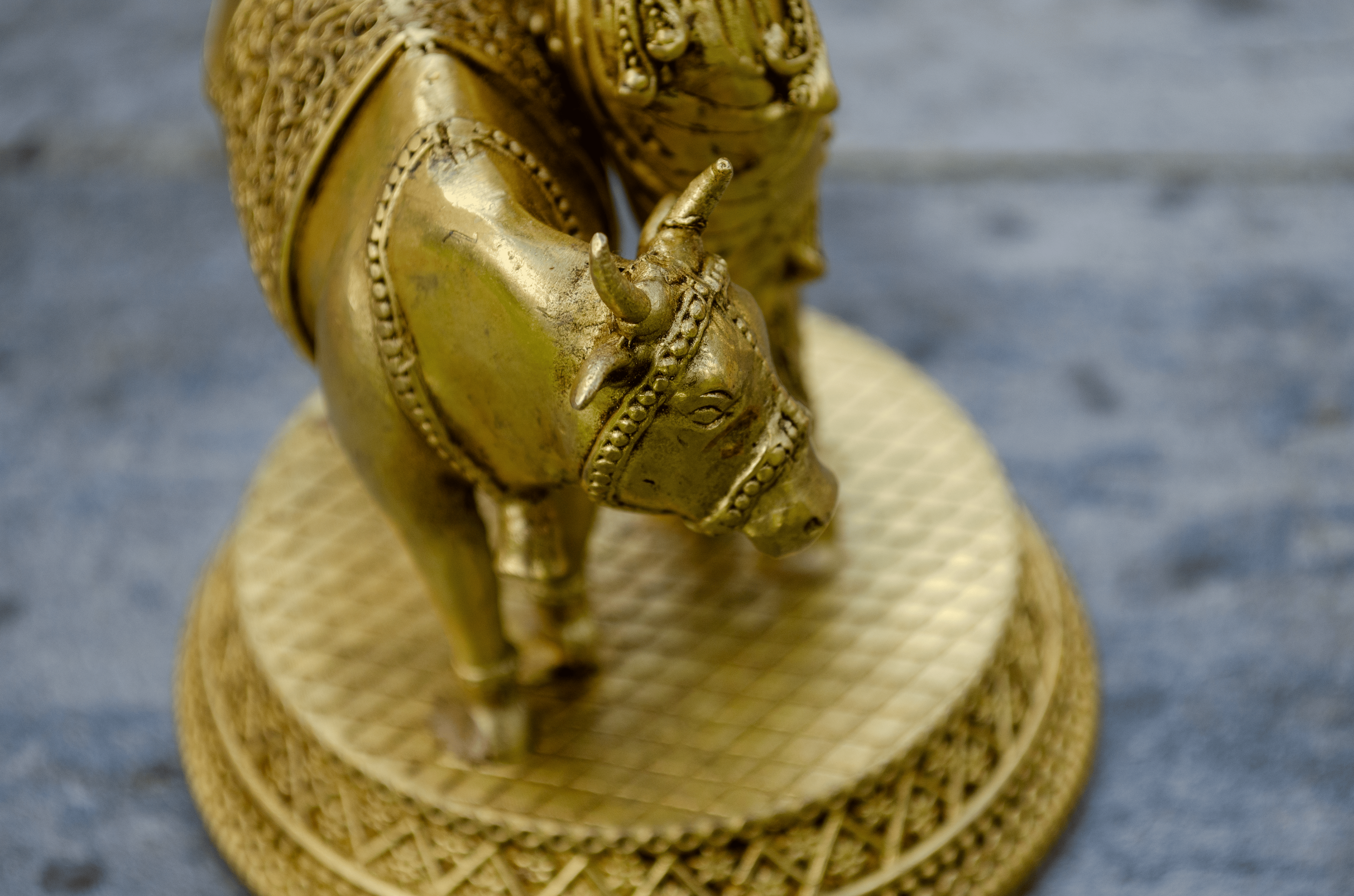 Krishna with Cow Statue - Detail
