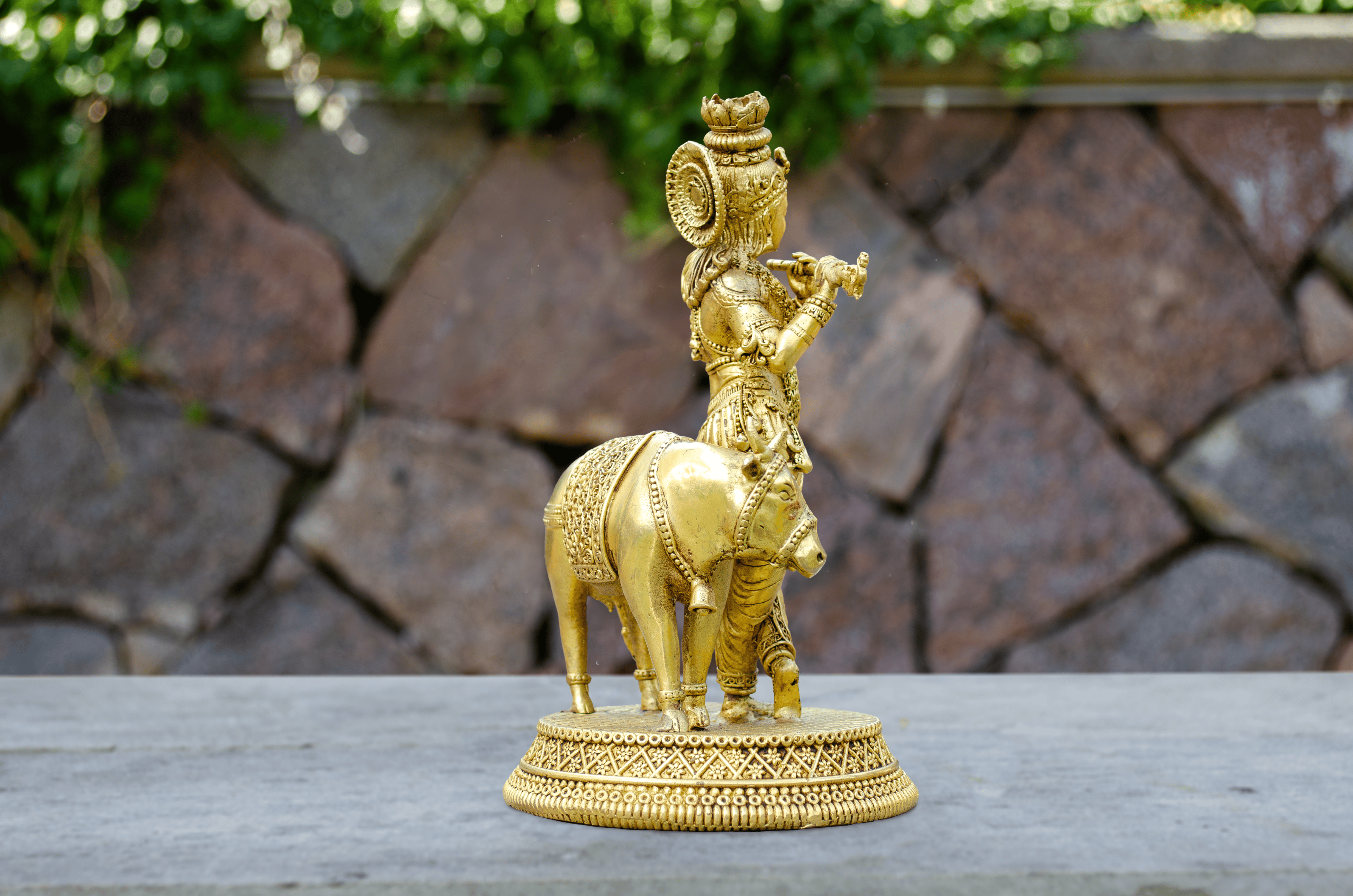 Krishna with Cow Statue - Side