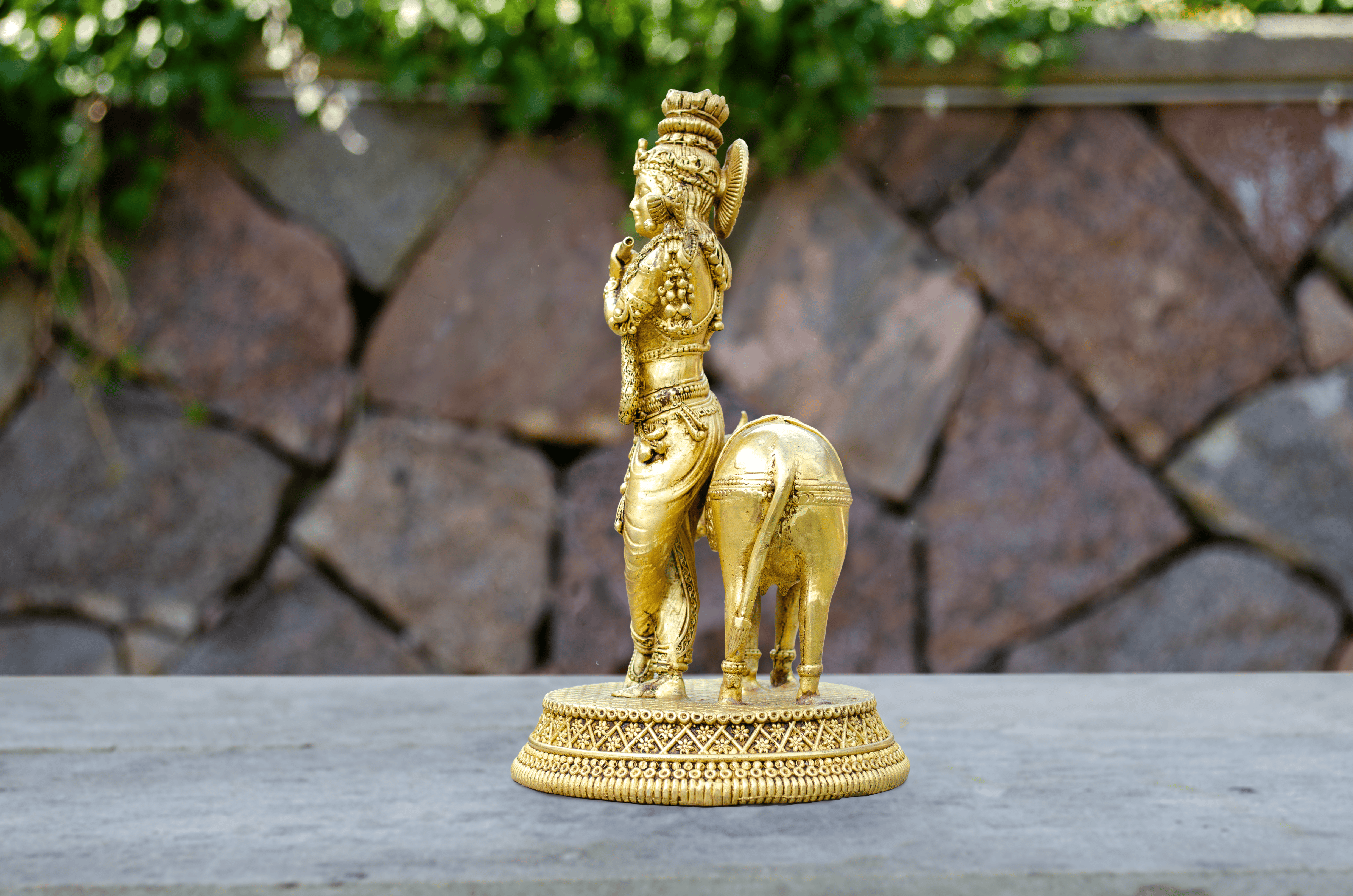Krishna with Cow Statue - Side
