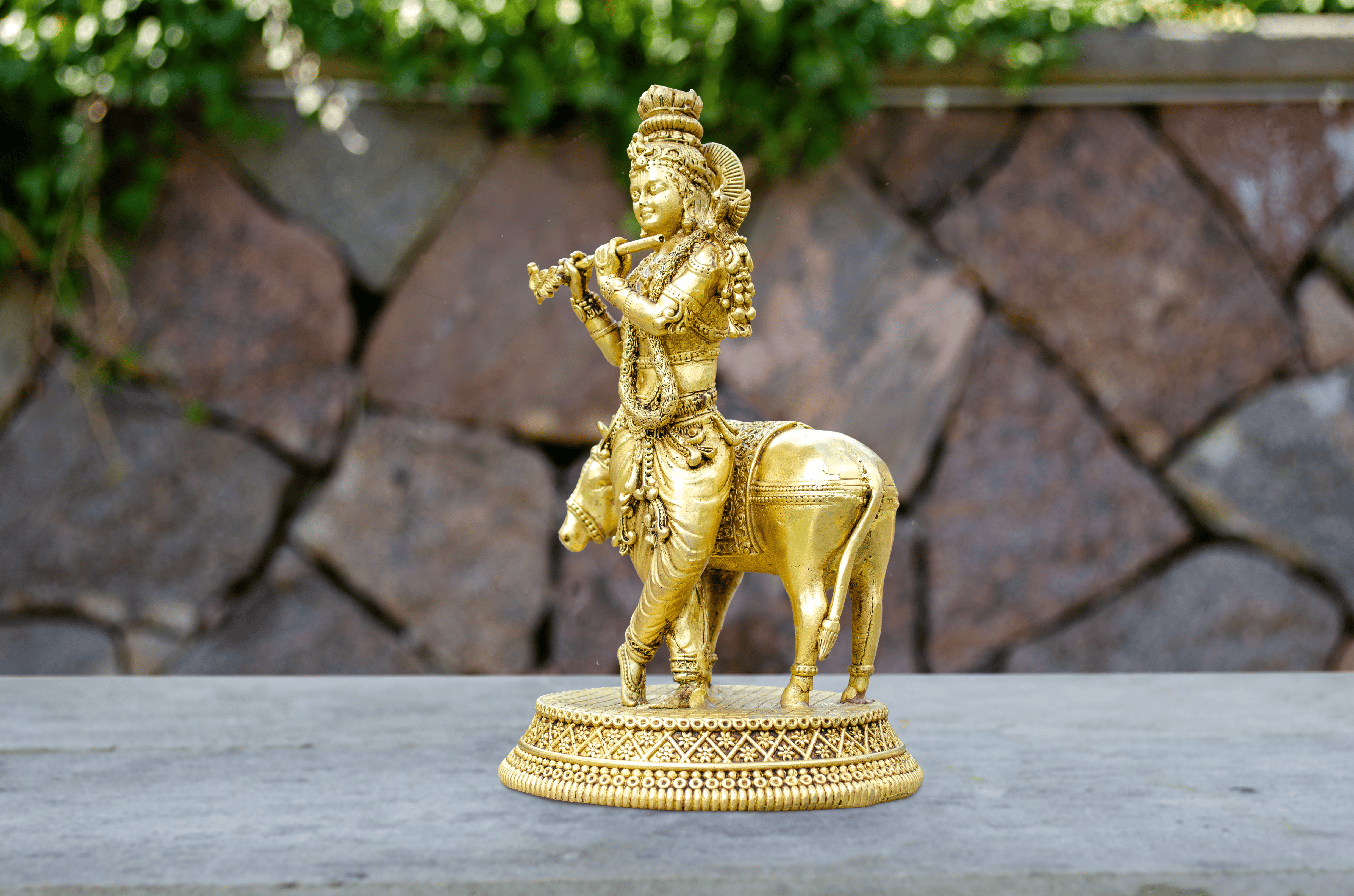 Krishna with Cow Statue - Side