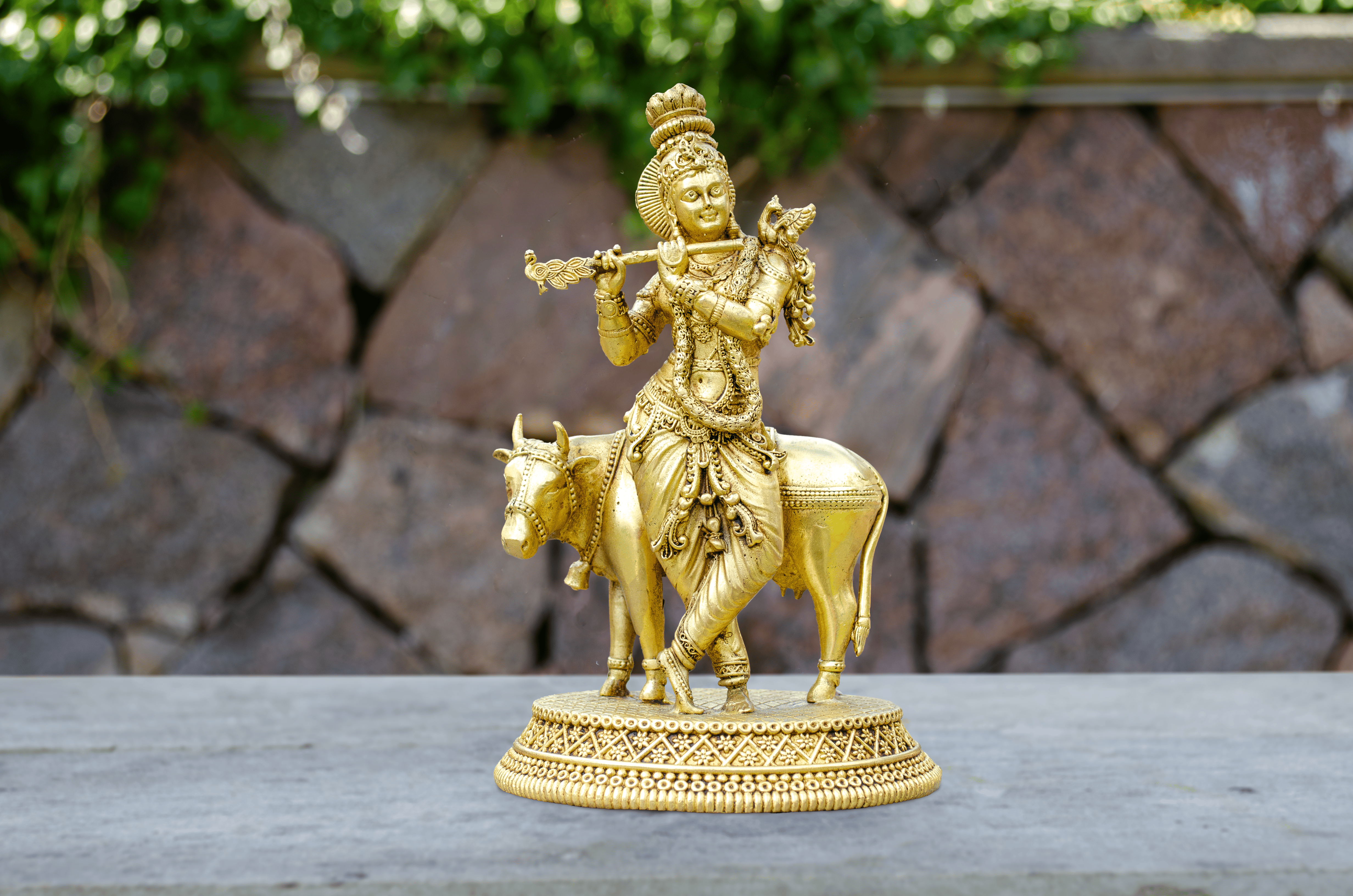Krishna with Cow Statue - Front