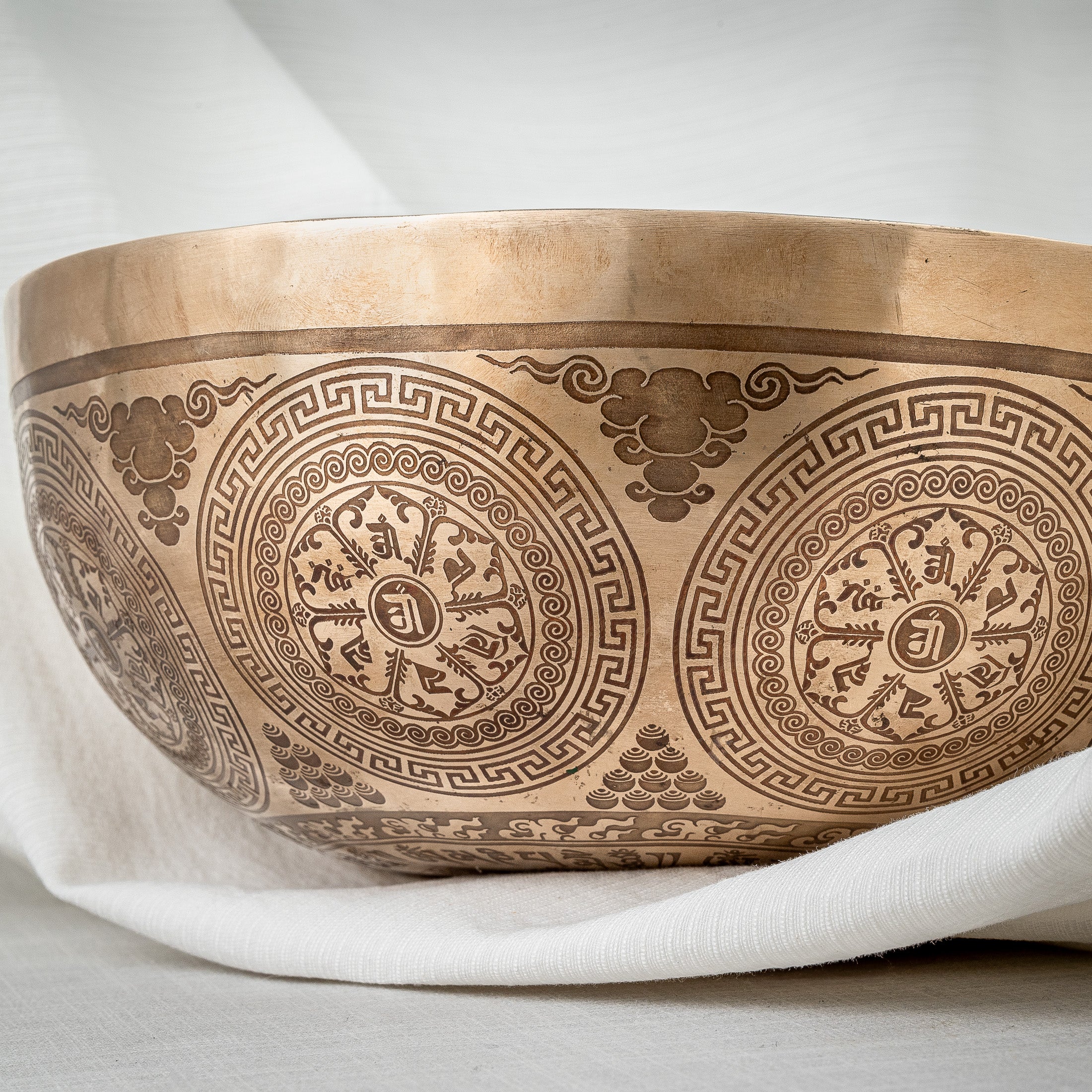 Close-up shot of Medicine Buddha Singing Bowl