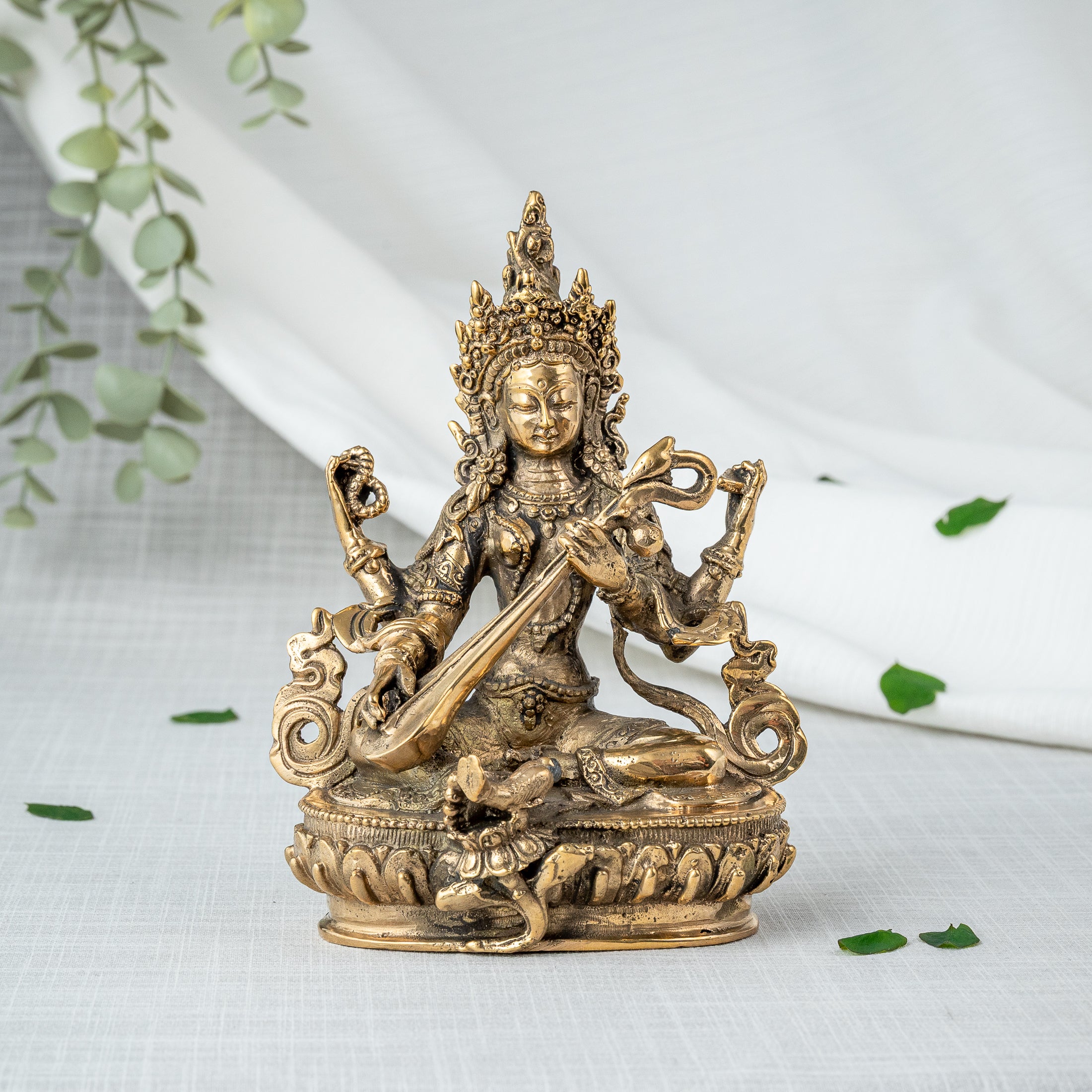 Saraswati Statue Nepali Iconography - Front