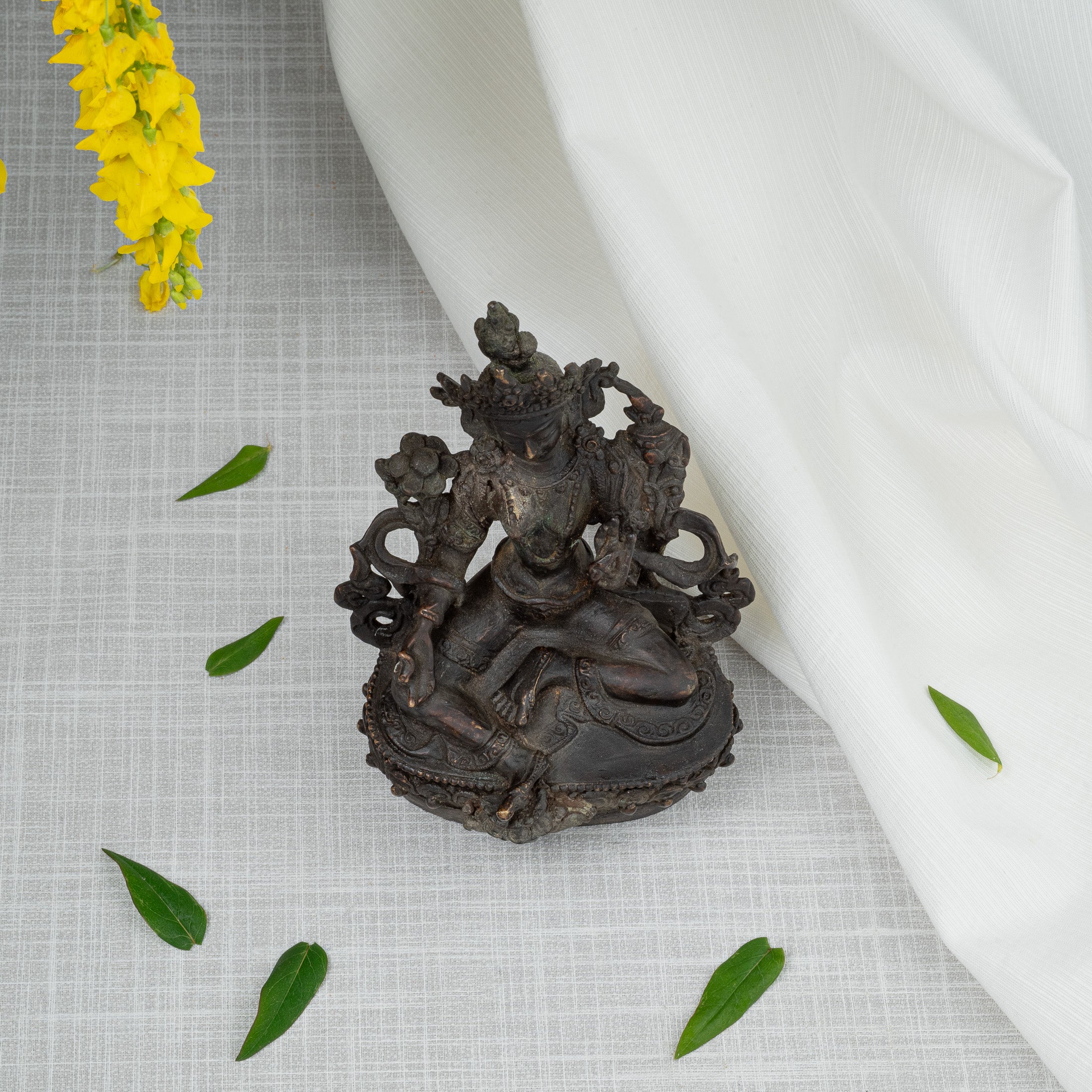 Top view of Green Tara statue