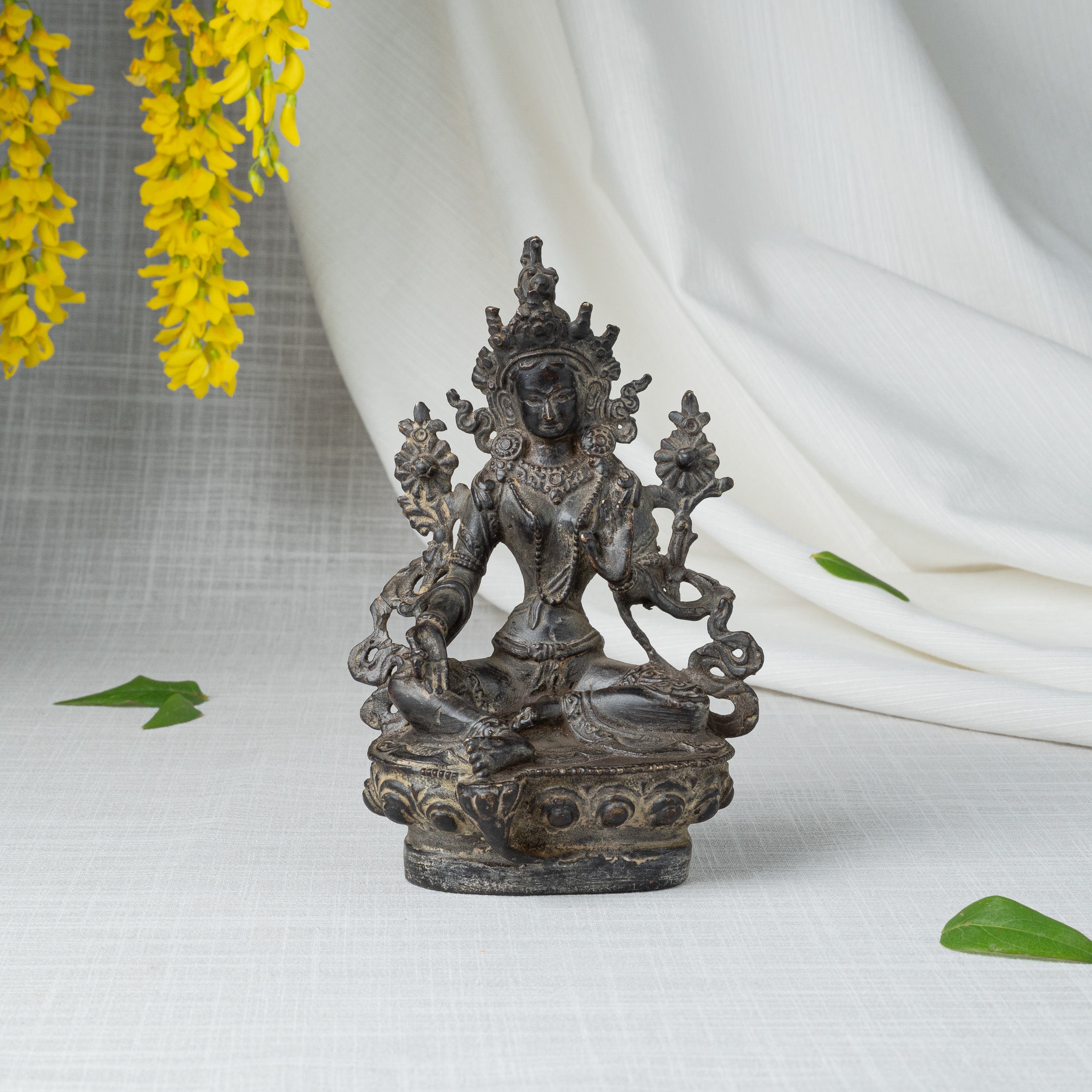 Front view of Green Tara statue