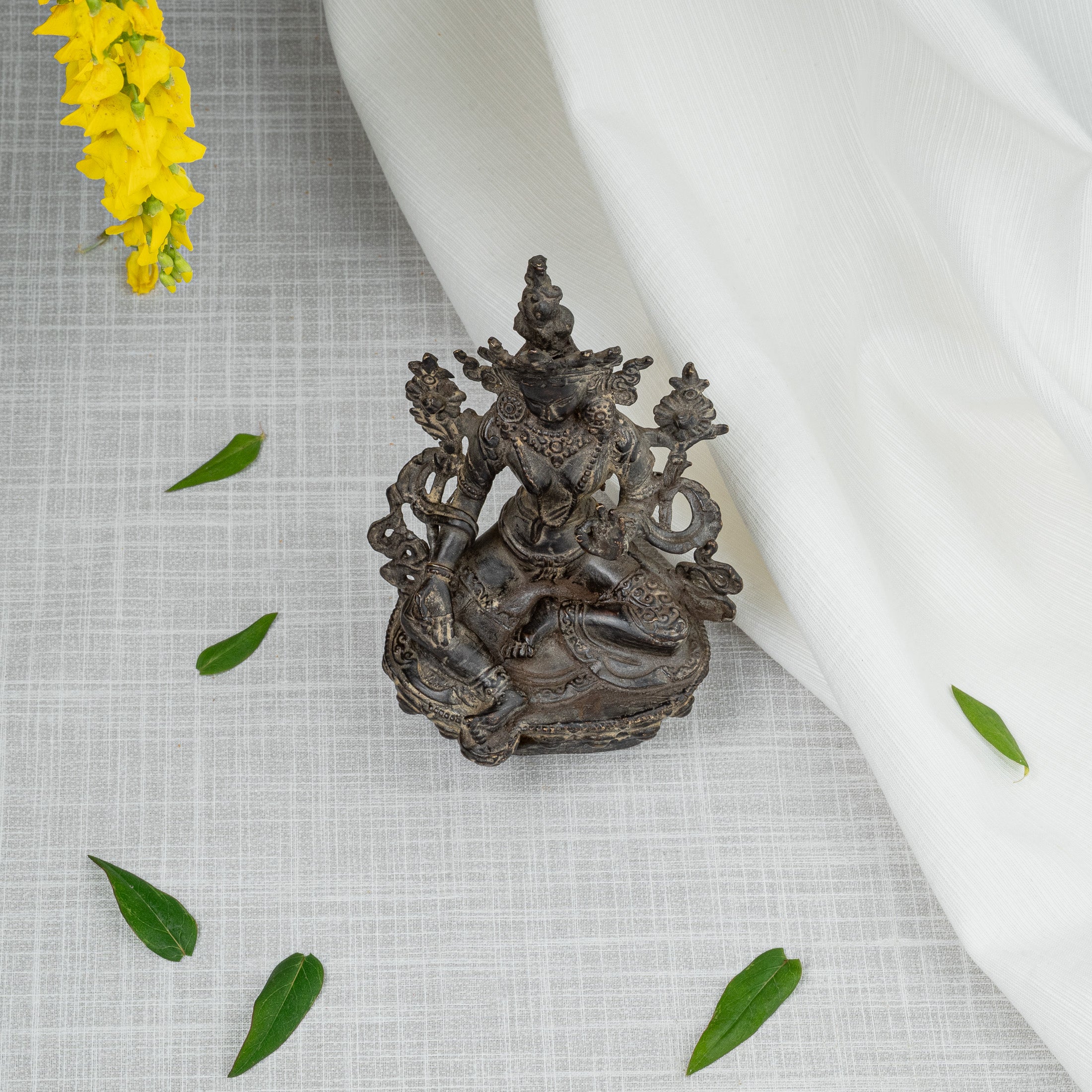 Top view of Green Tara statue